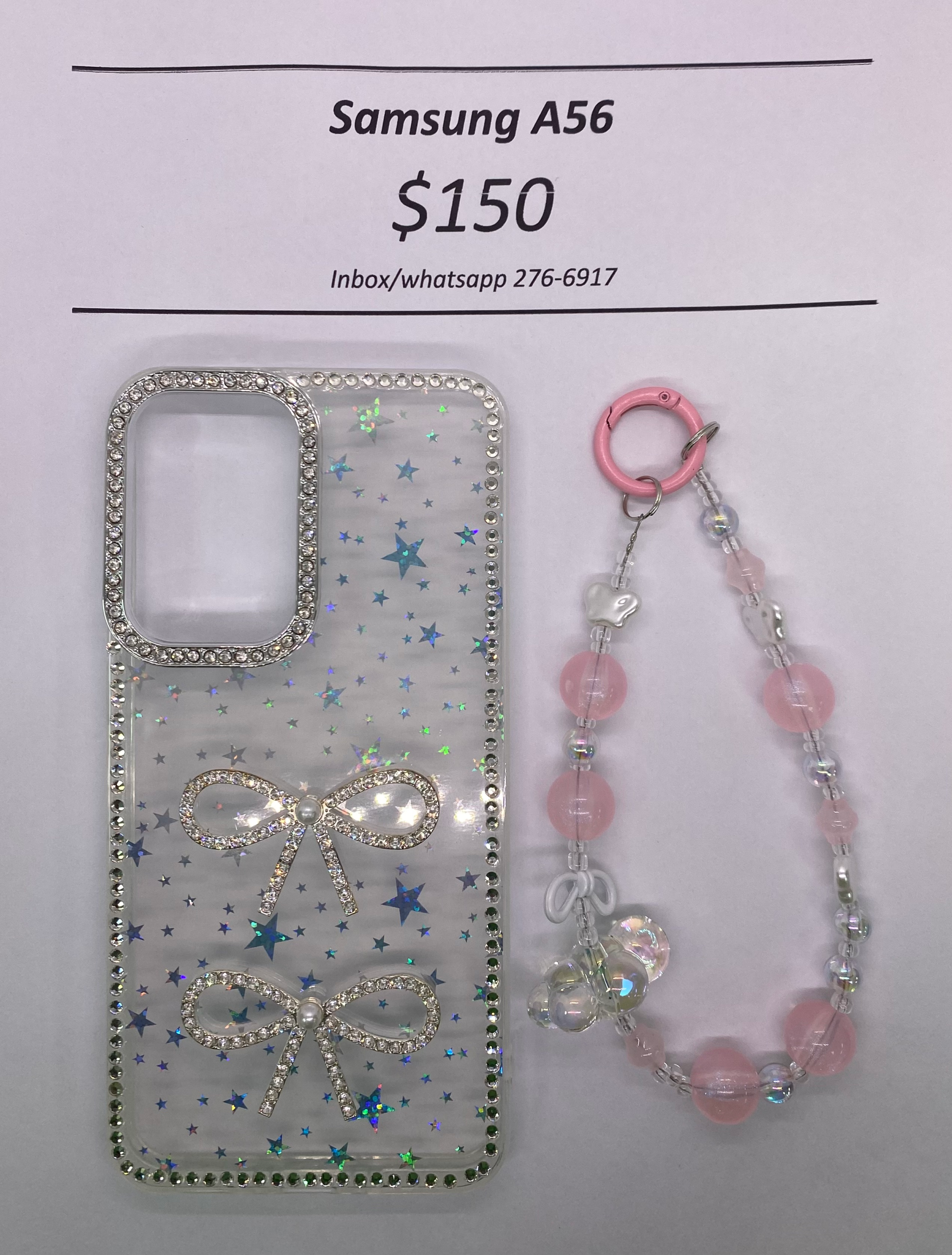 A56 Clear Starry Glitter Bow with Band