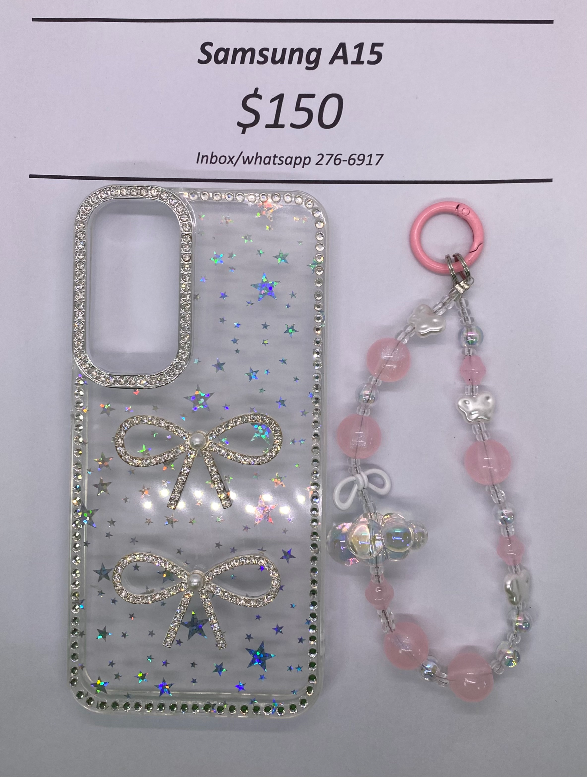 A15 Clear Starry Glitter Bow with Band