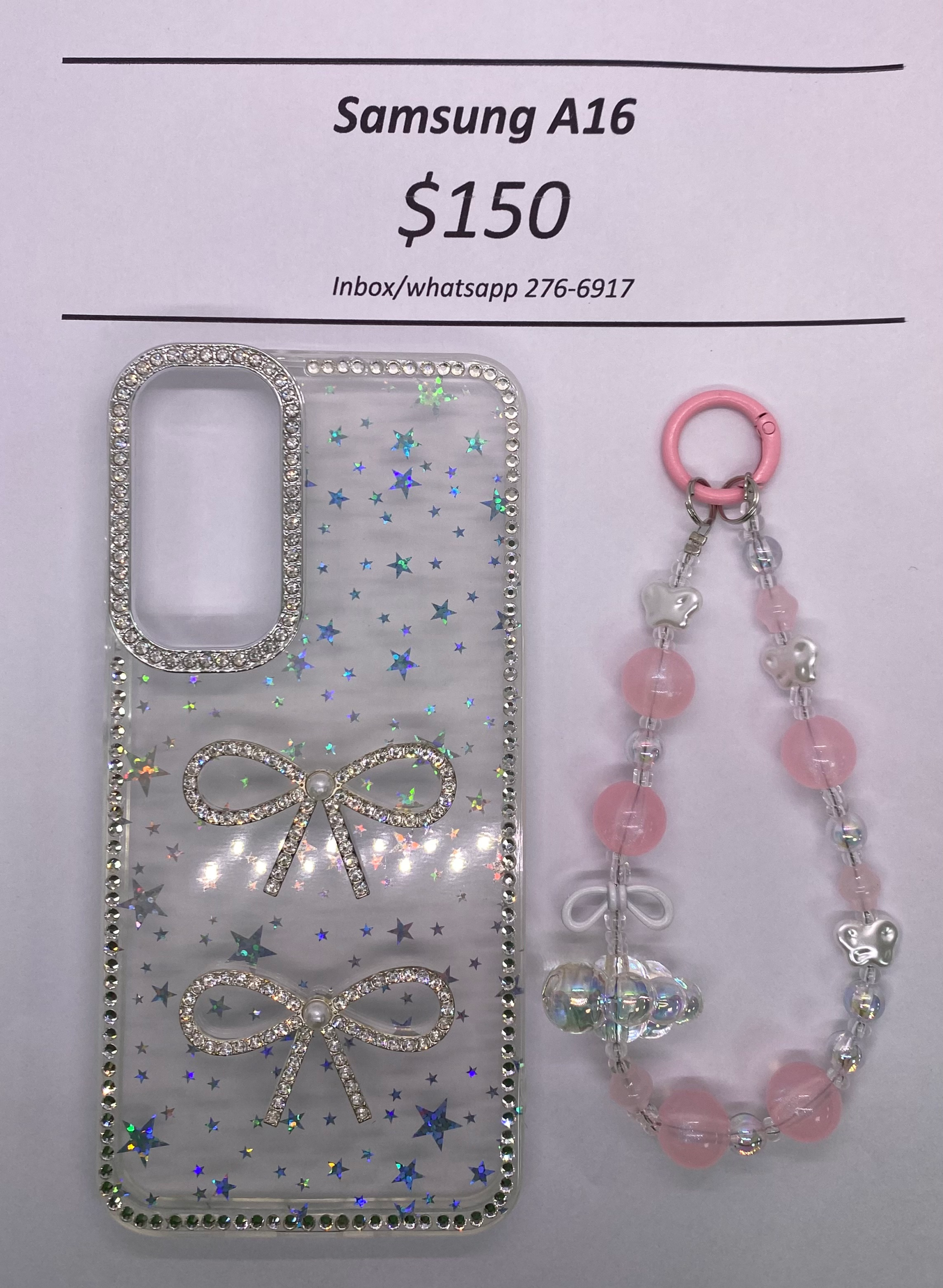 A16 Clear Starry Glitter Bow with Band