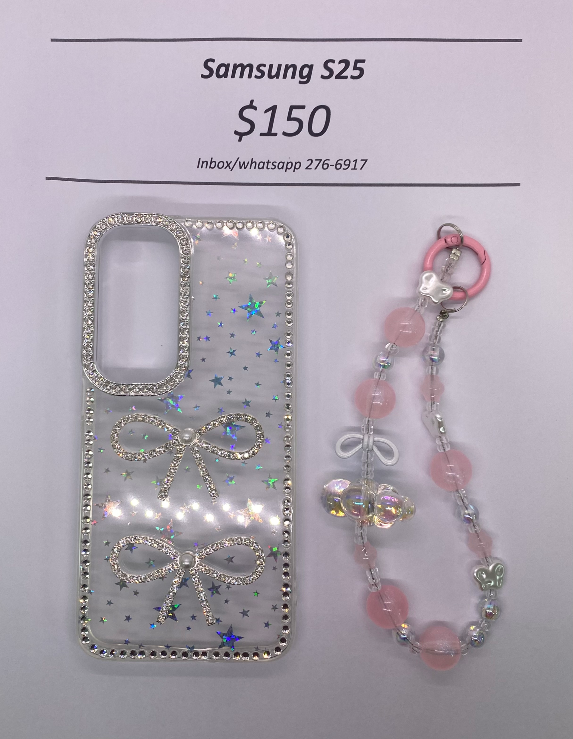 S25 Clear Starry Glitter Bow with Band