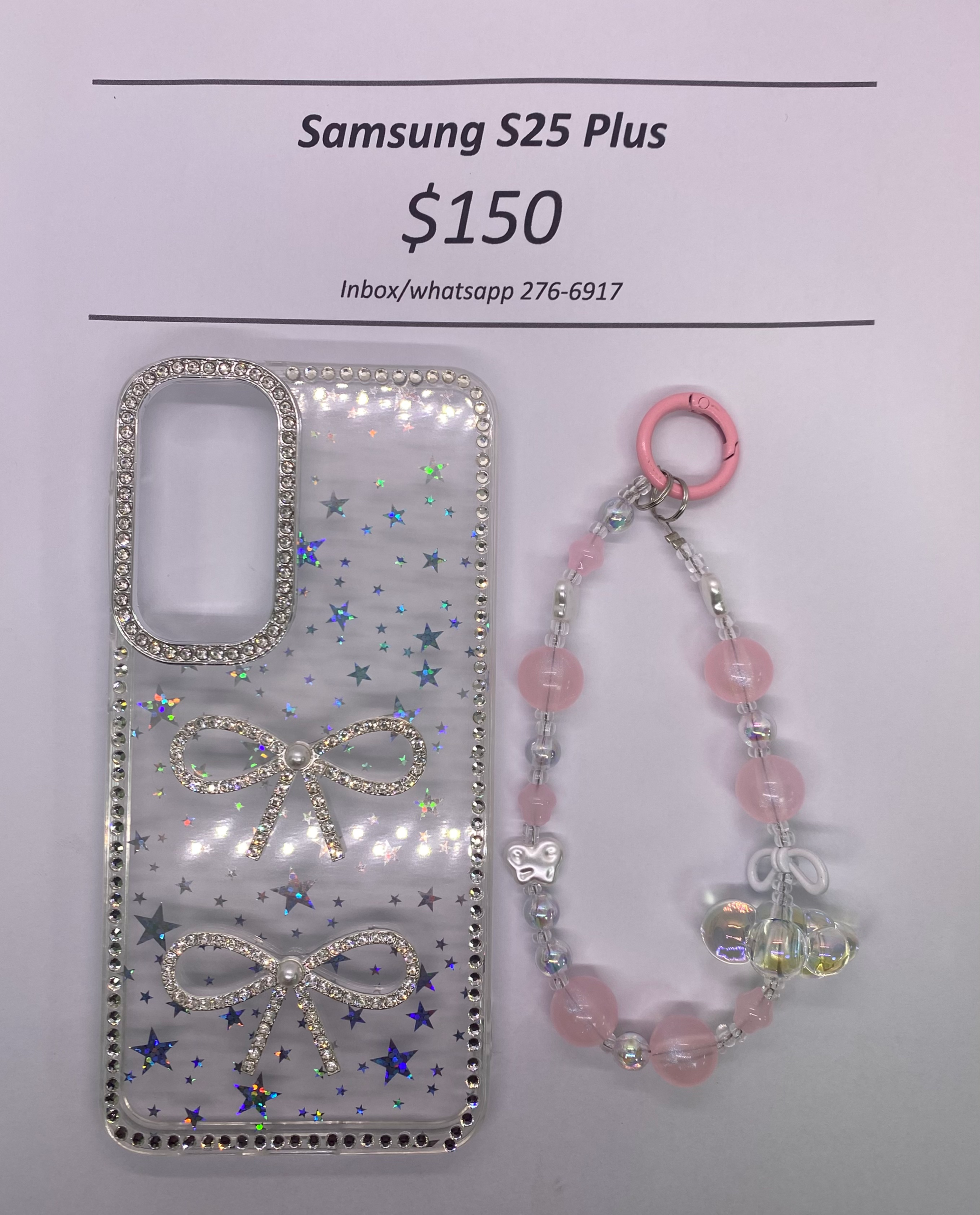 S25+ Clear Starry Glitter Bow with Band