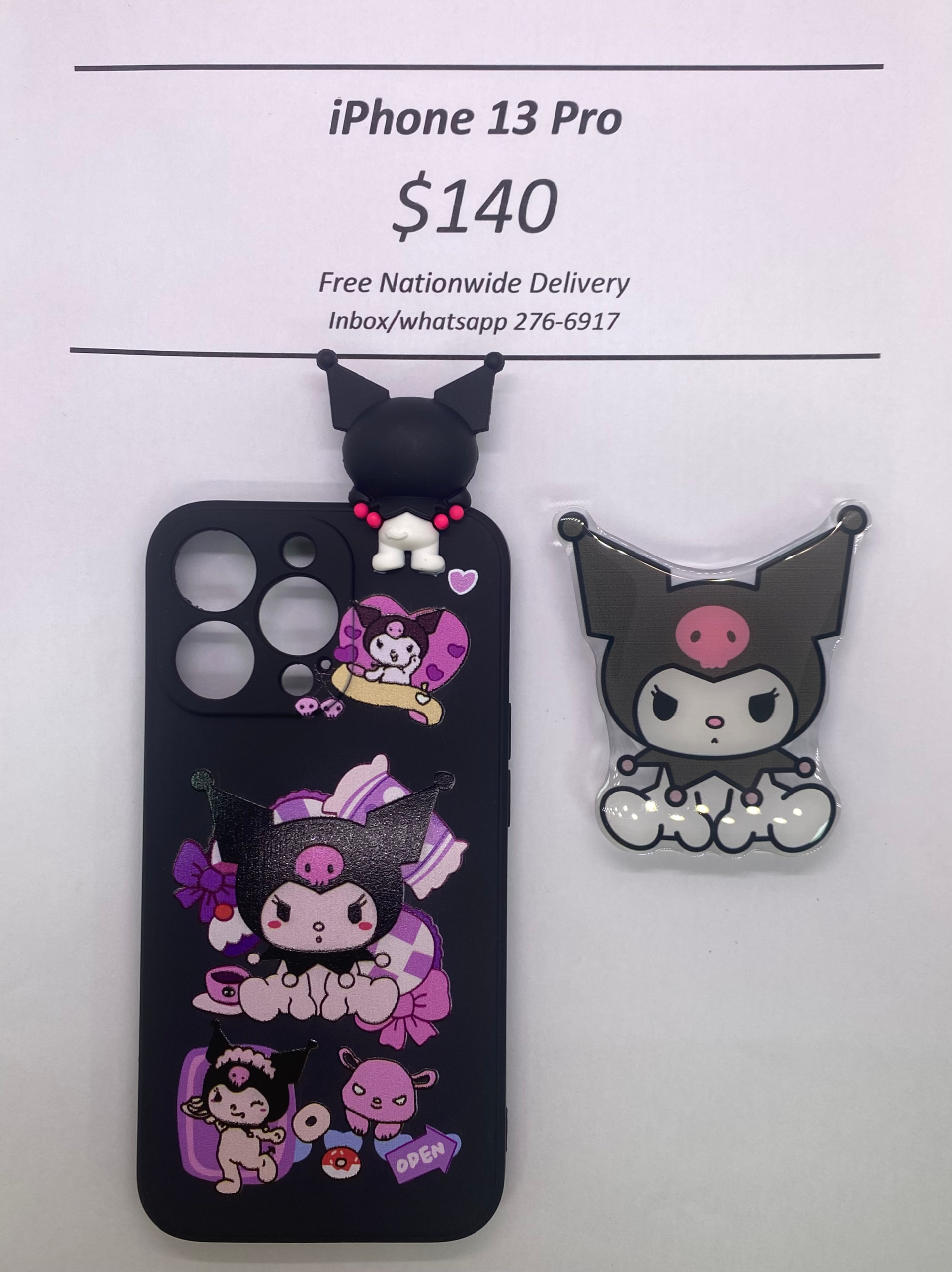 iPhone 13 Pro Kuromi with Pop Socket