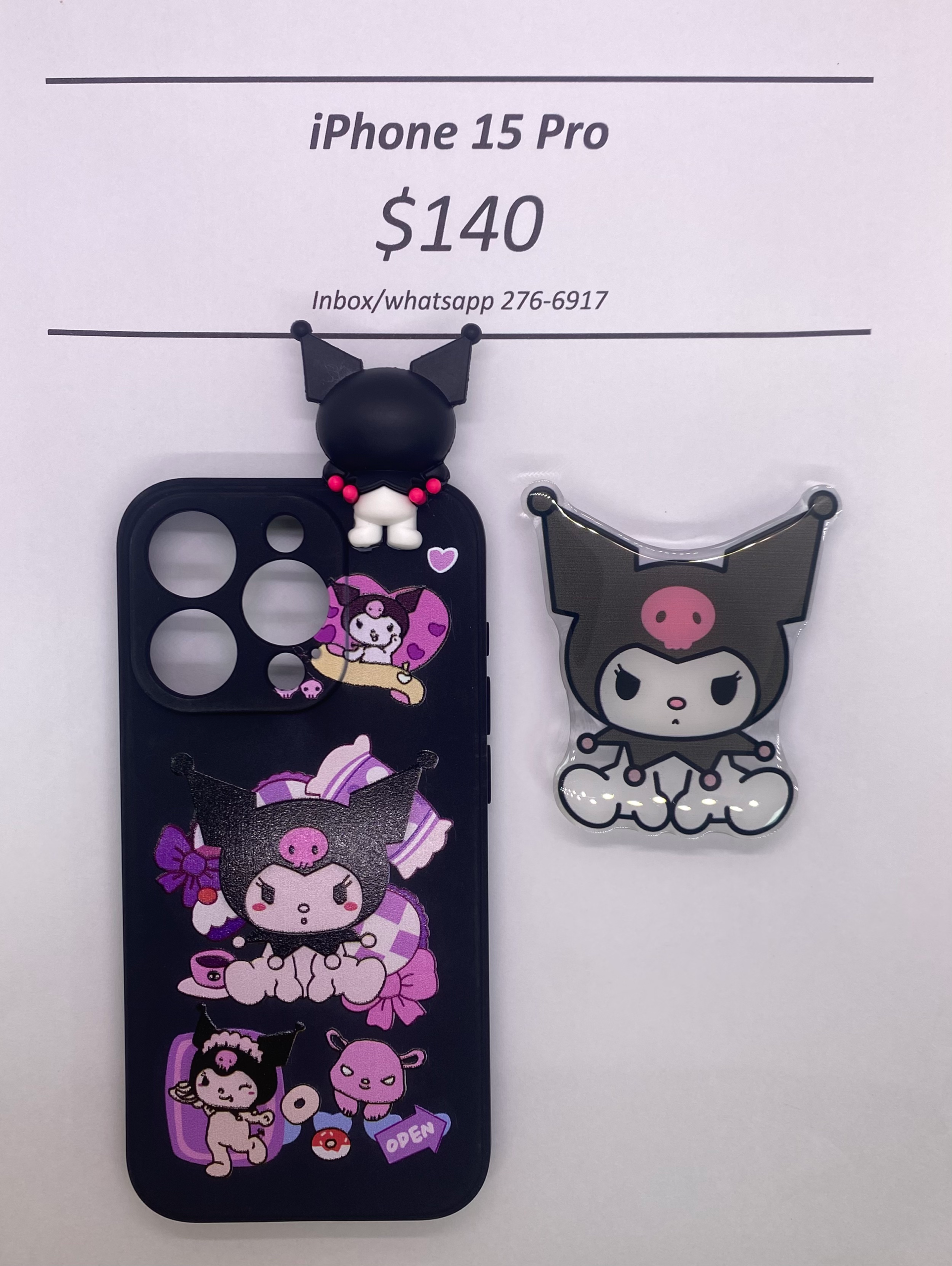 iPhone 15 Pro Kuromi with Pop Socket