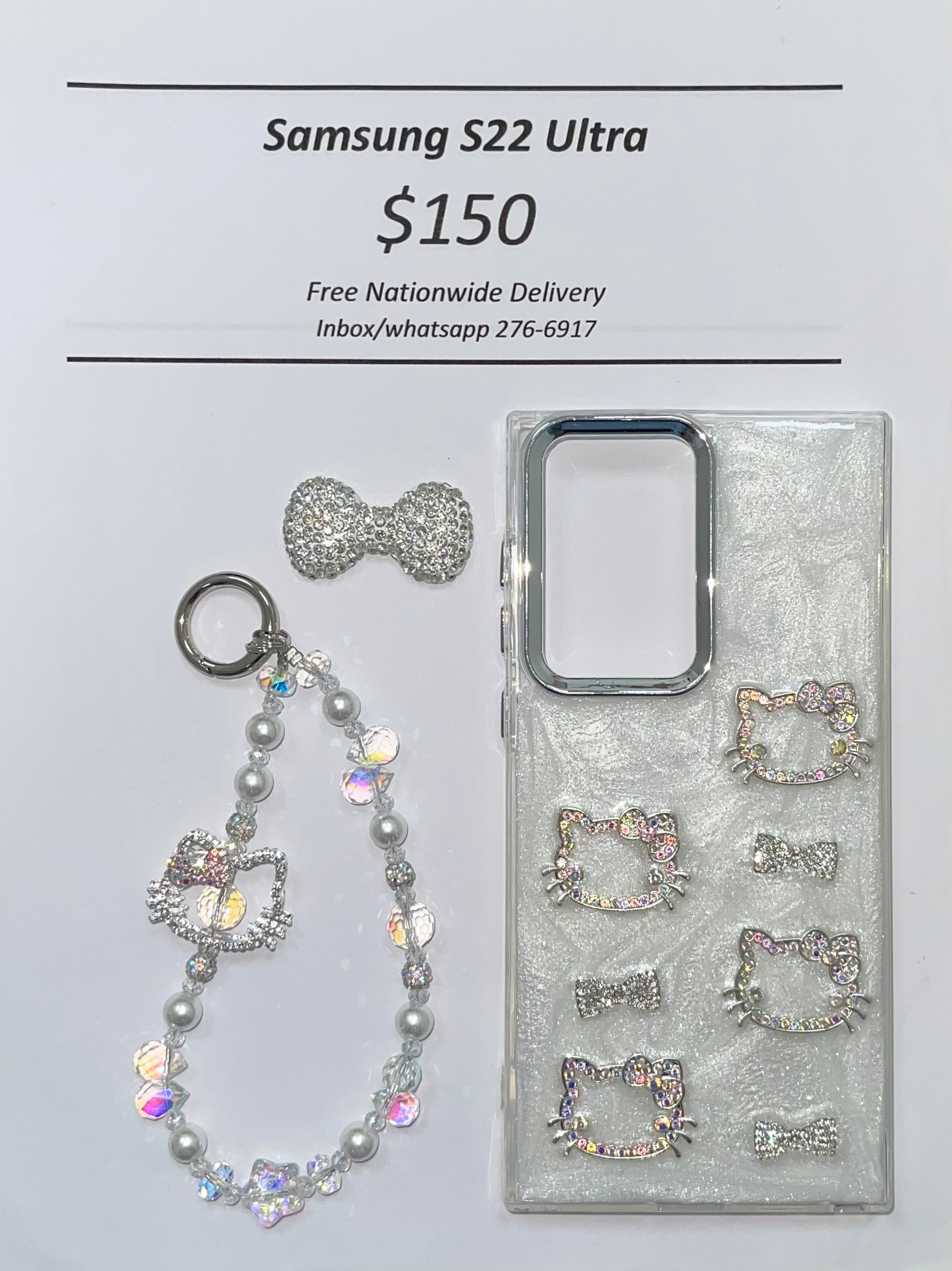 S22 Ultra Silver Gem Hello Kitty