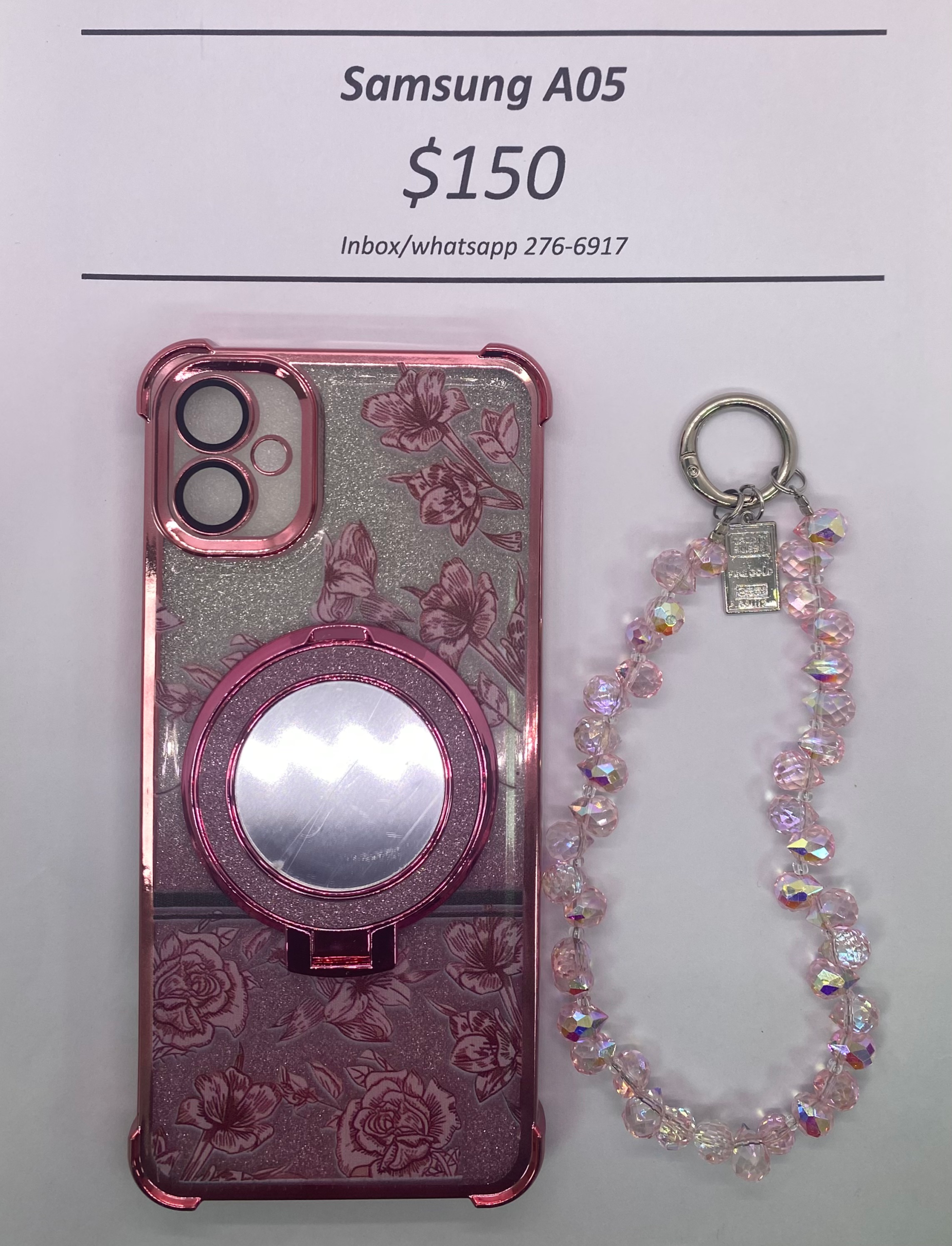 A05 Pink Floral Glitter