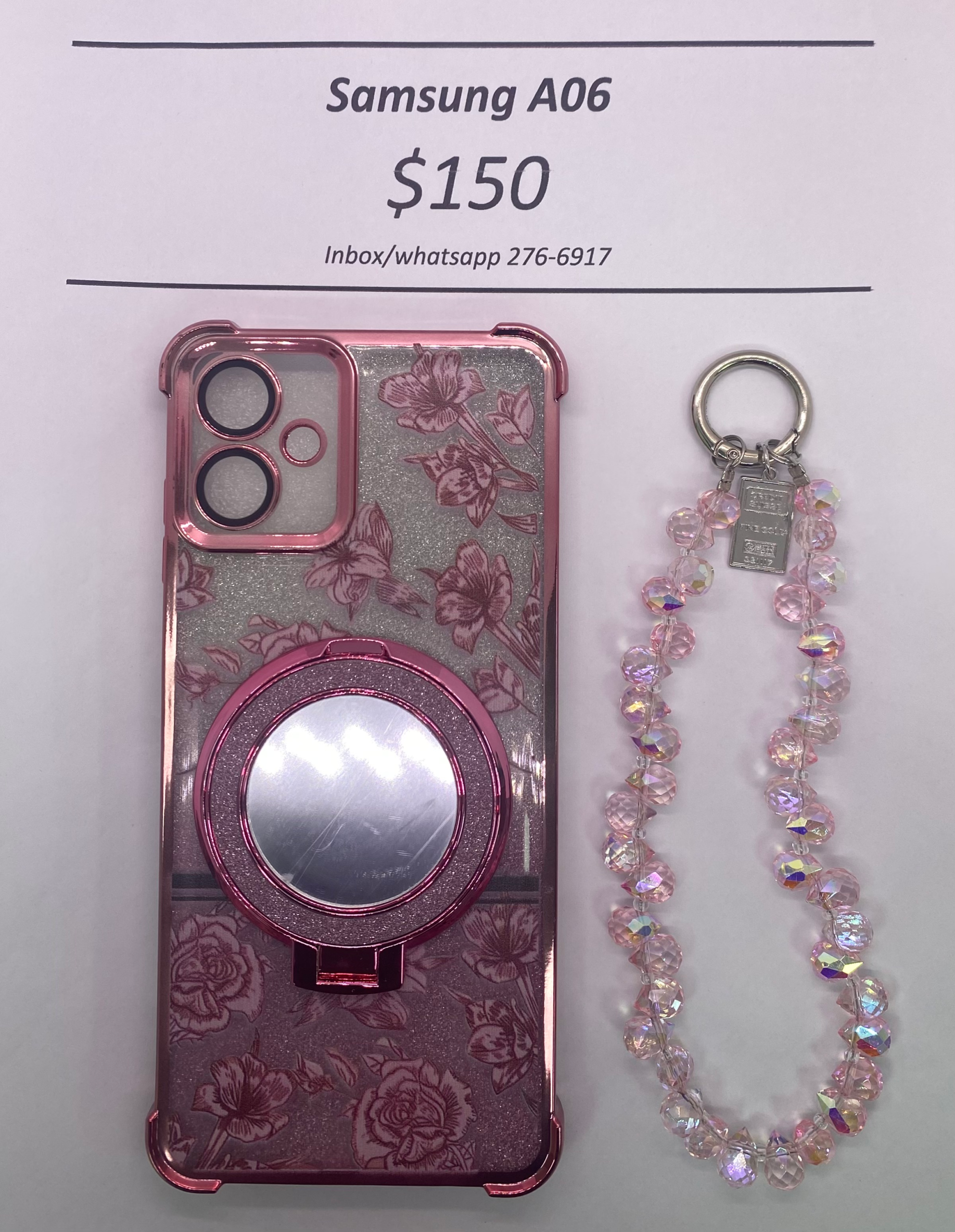 A06 Pink Floral Glitter
