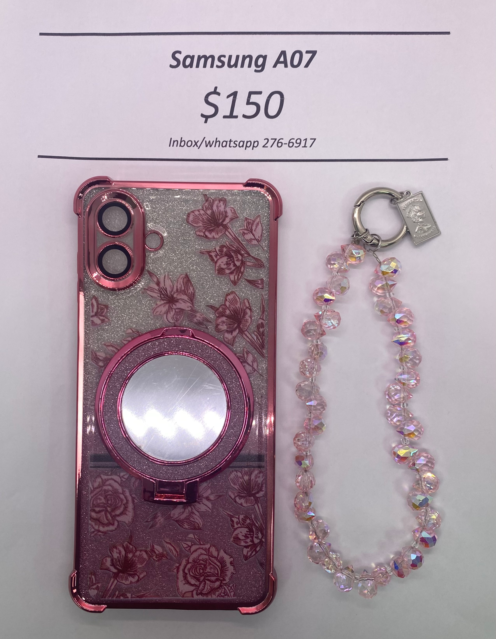 A07 Pink Floral Glitter