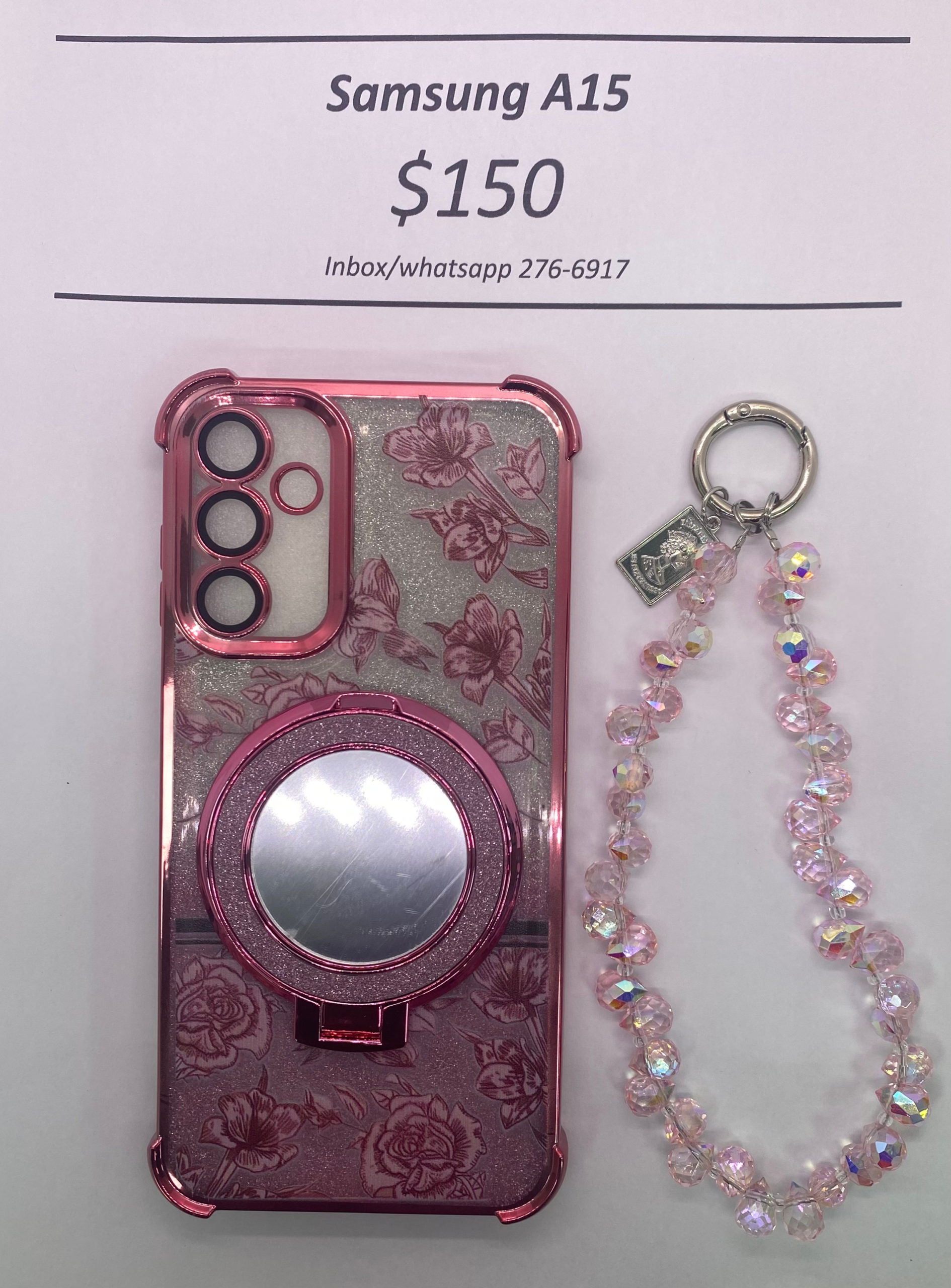 A15 Pink Floral Glitter