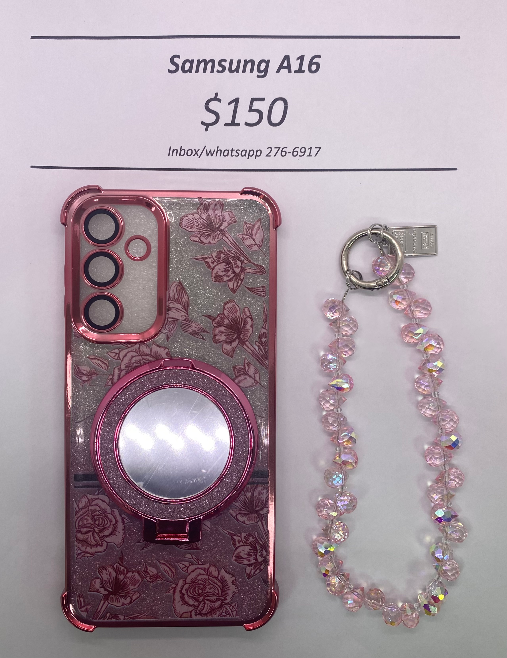 A16 Pink Floral Glitter