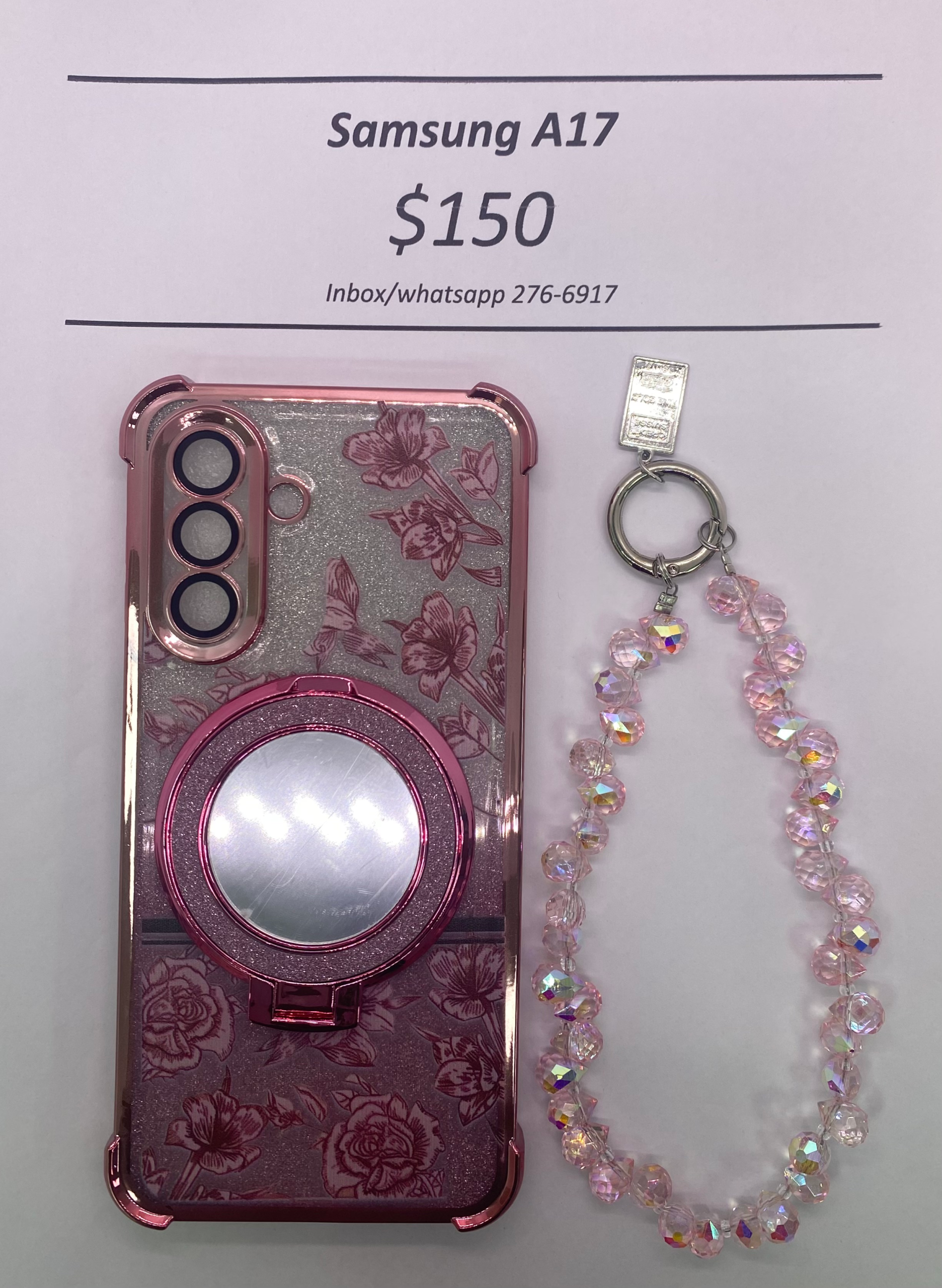 A17 Pink Floral Glitter