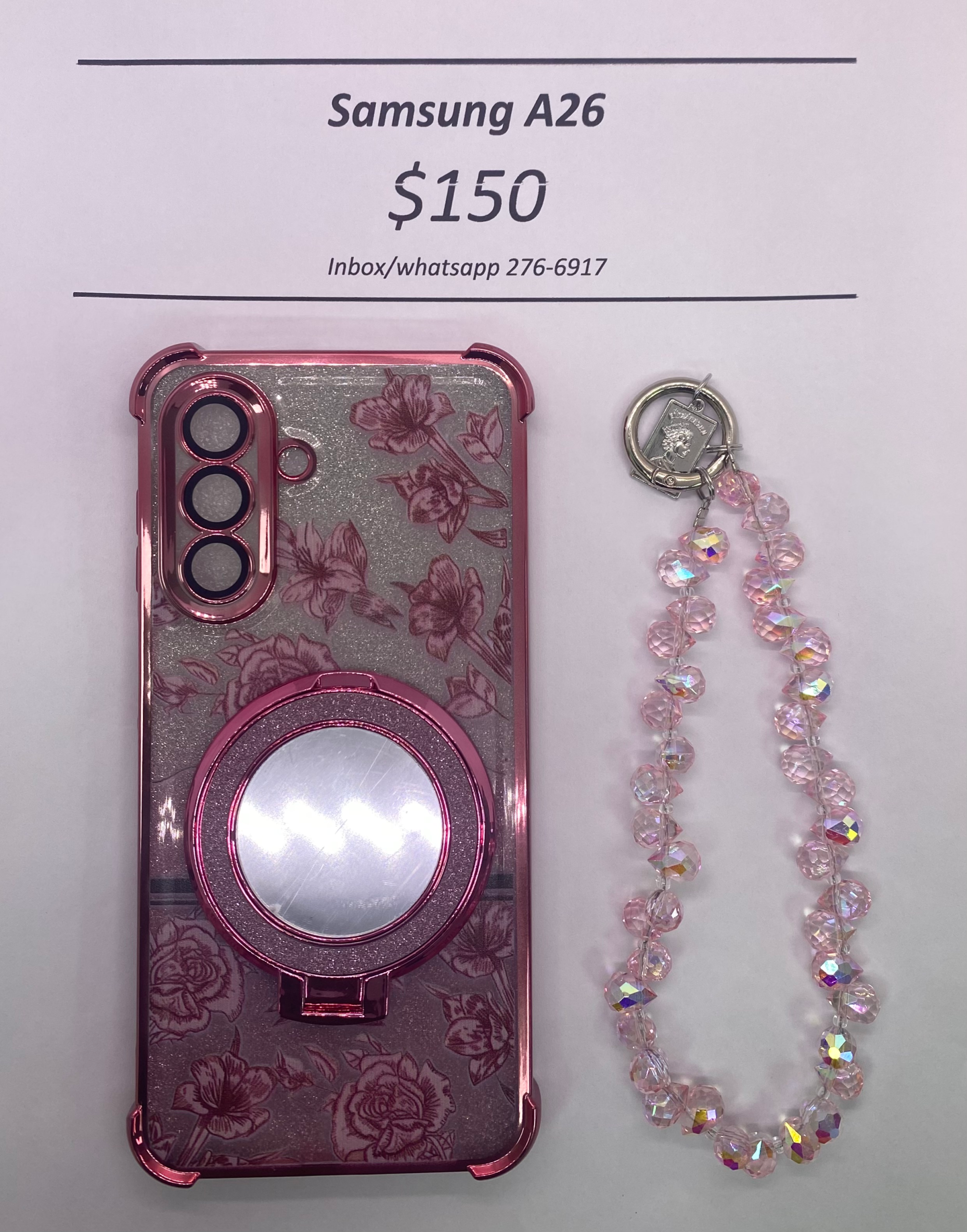A26 Pink Floral Glitter