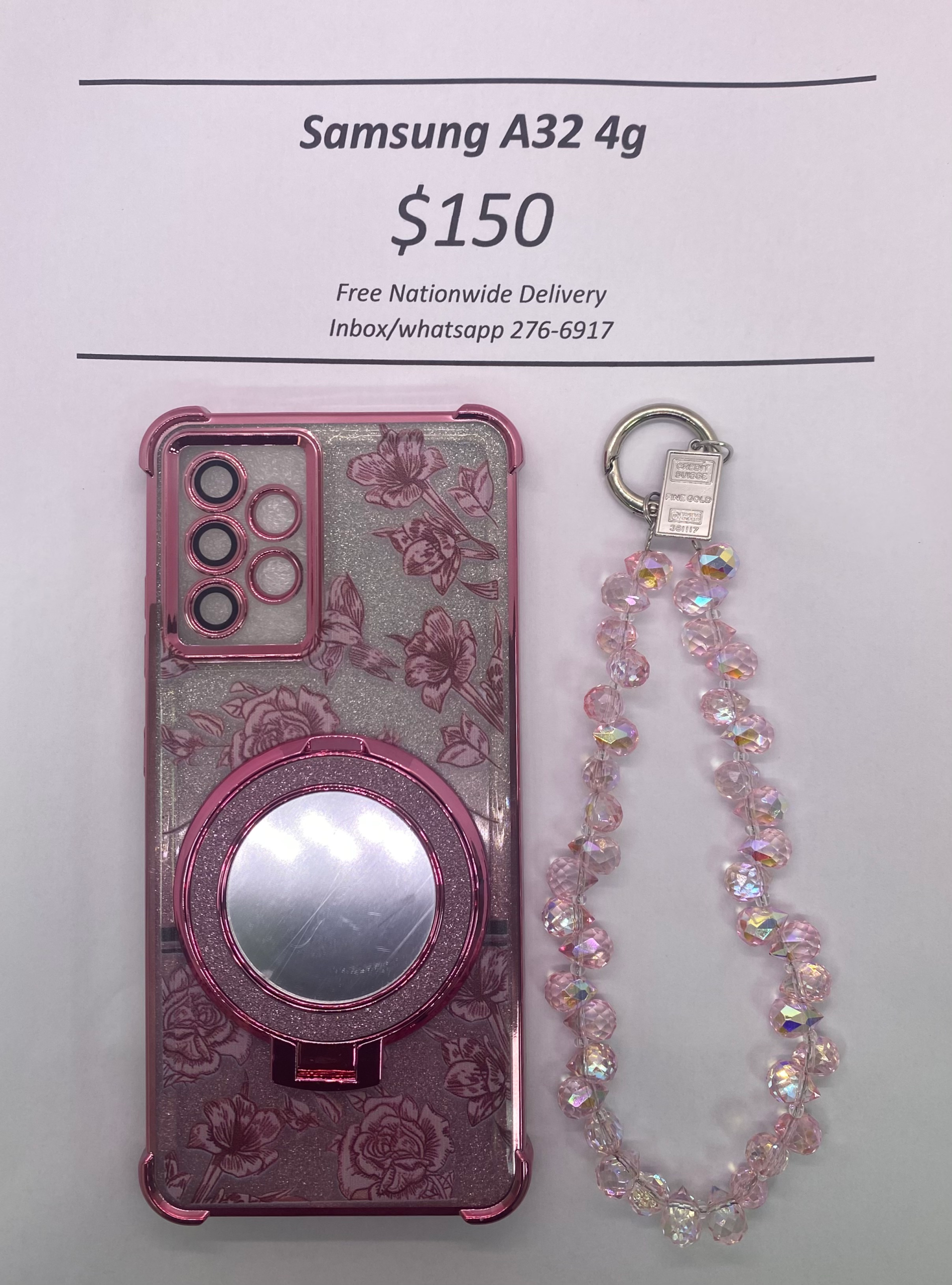A32 4G Pink Floral Glitter