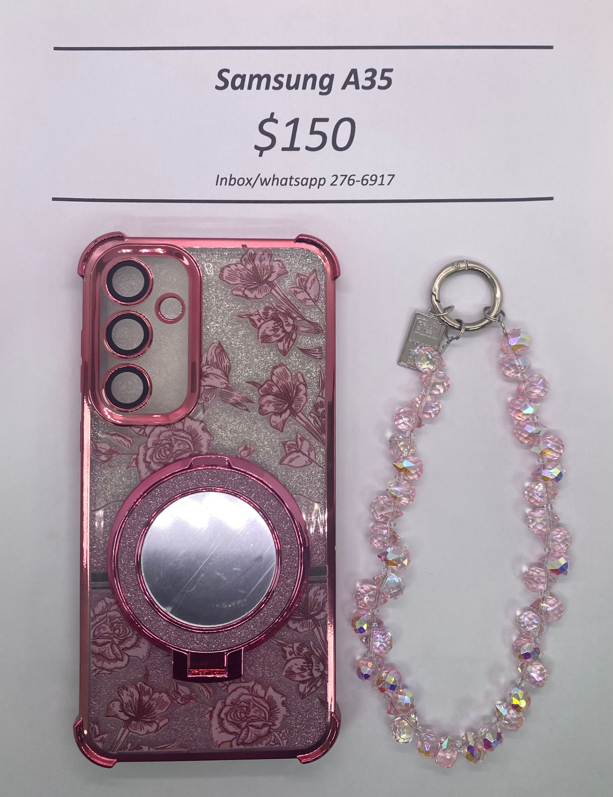 A35 Pink Floral Glitter