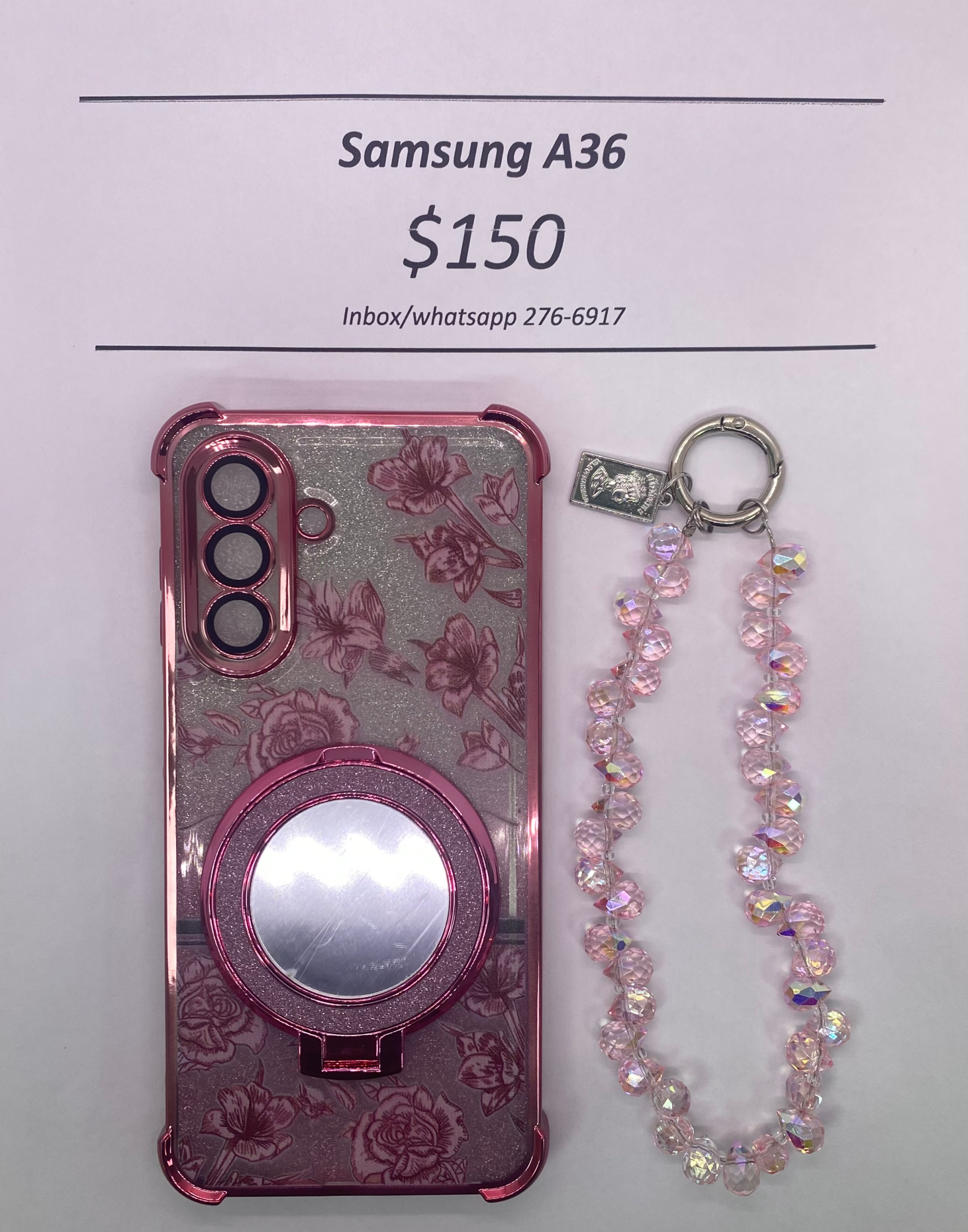 A36 Pink Floral Glitter