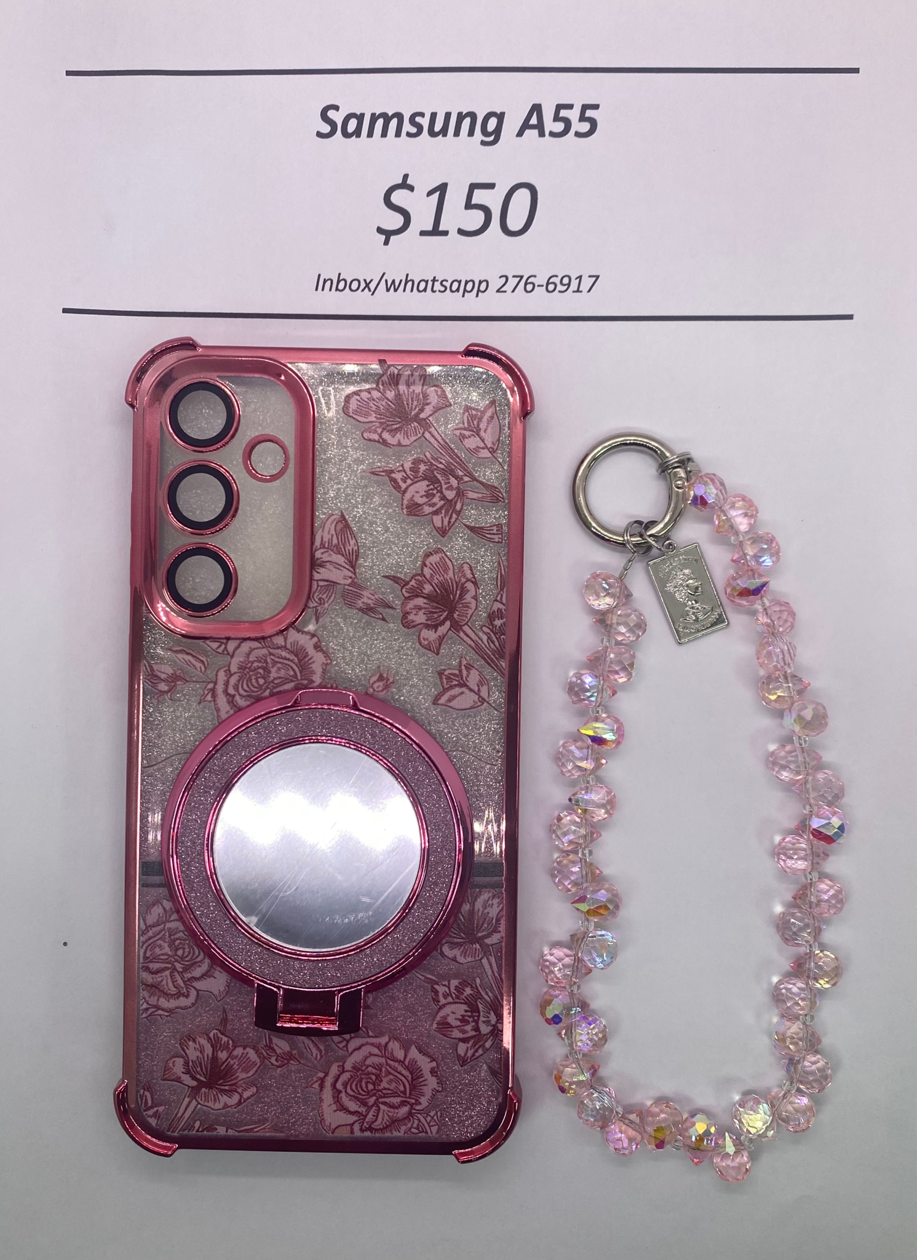 A55 Pink Floral Glitter