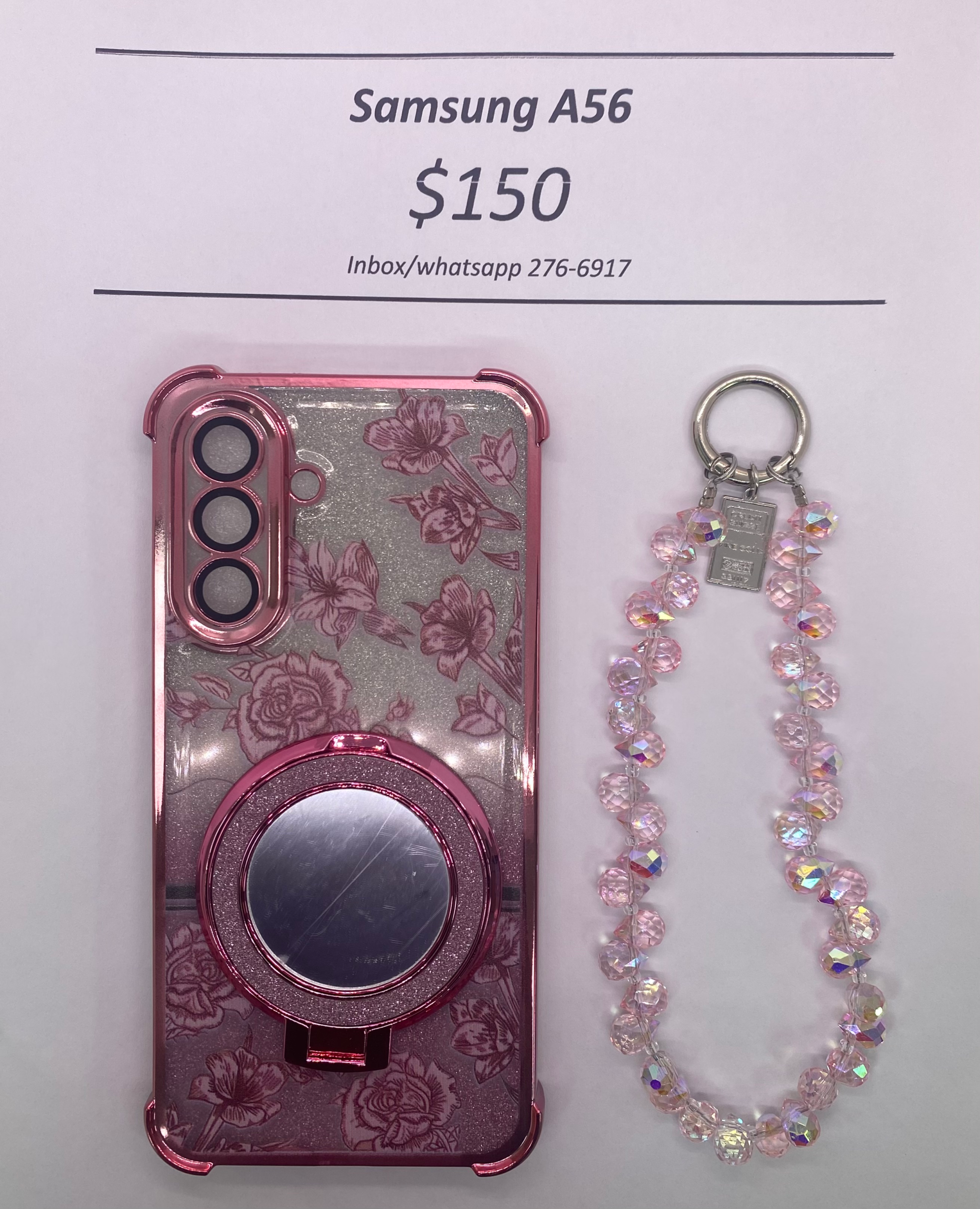 A56 Pink Floral Glitter