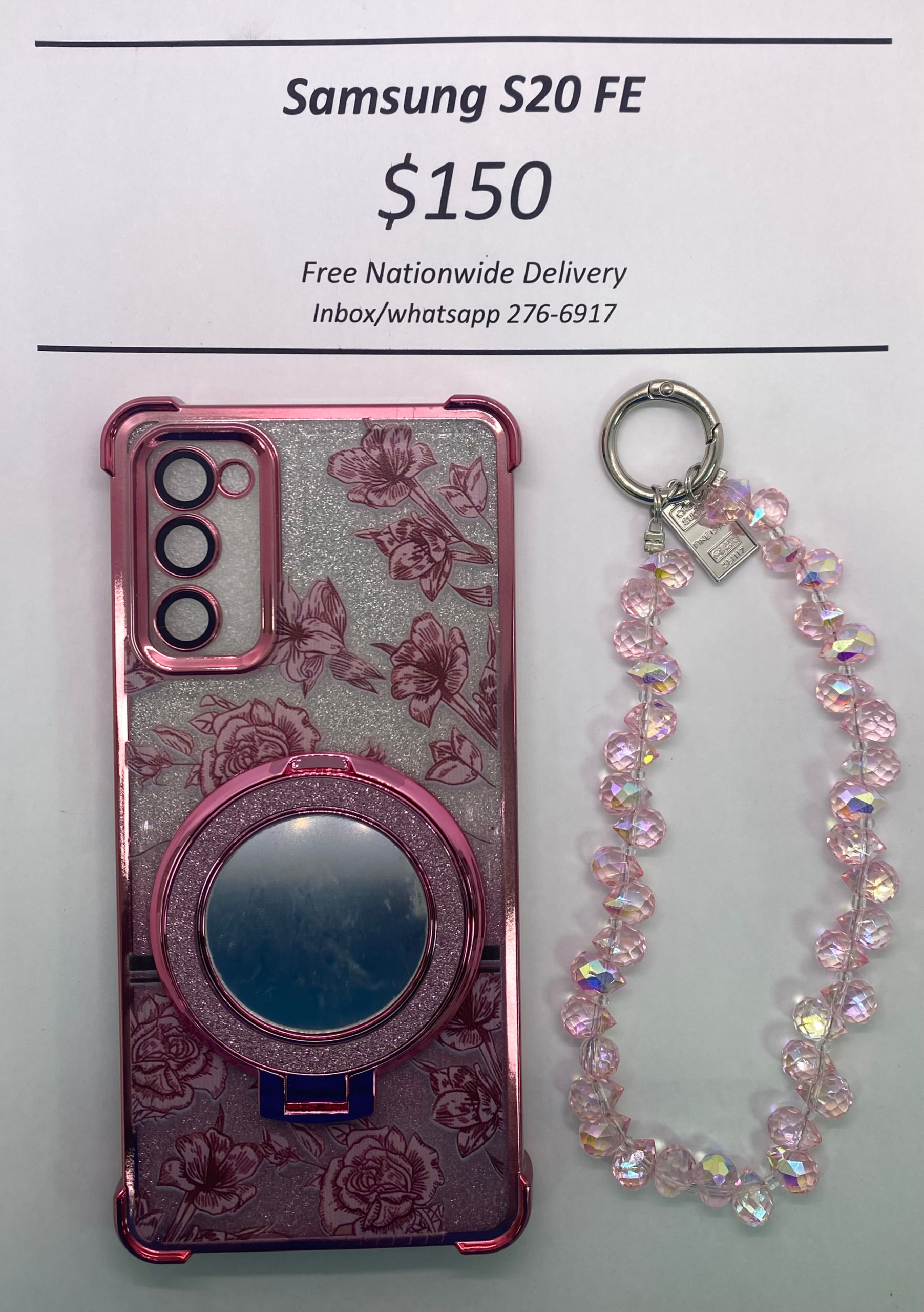 S20 FE Pink Floral Glitter