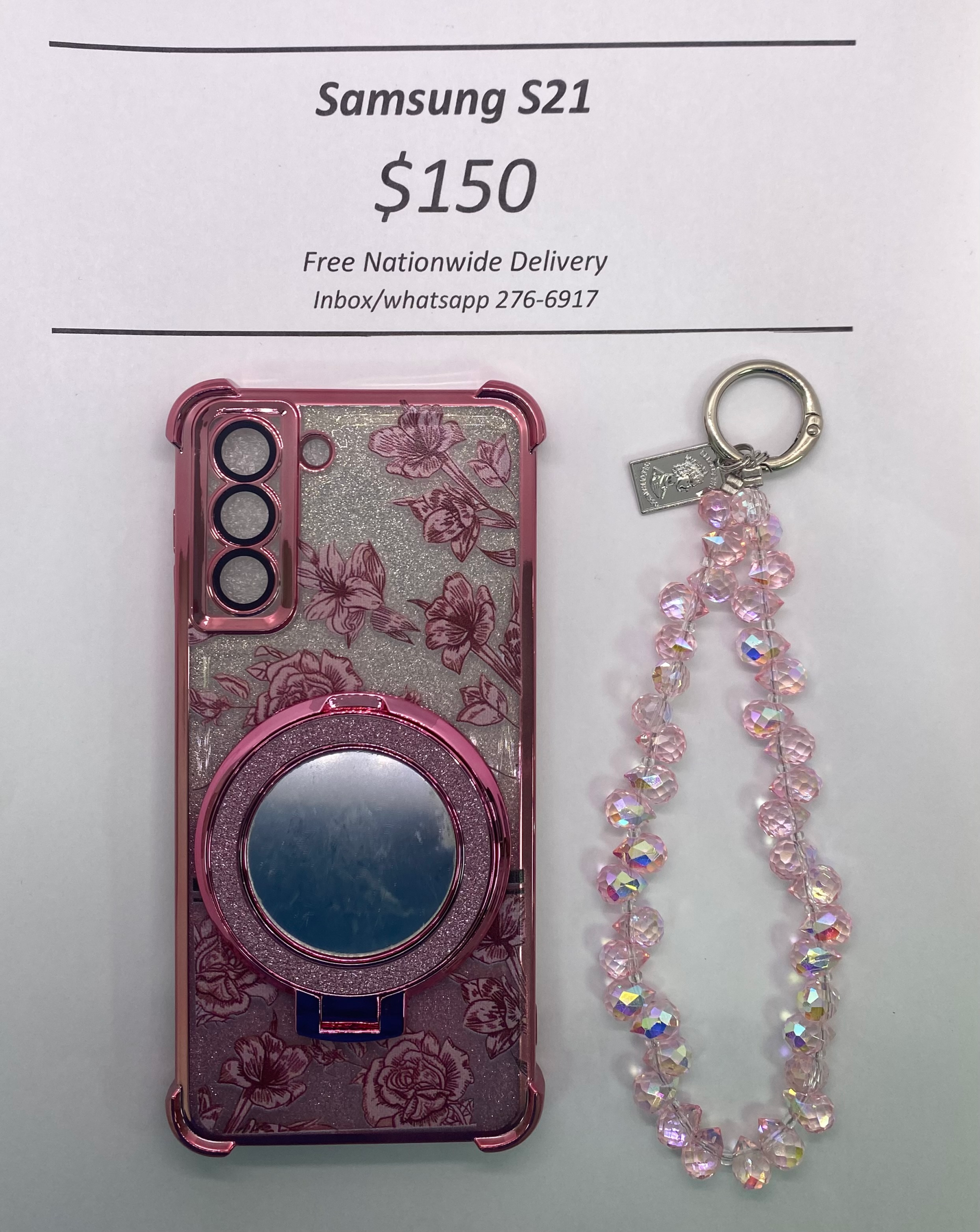 S21 Pink Floral Glitter