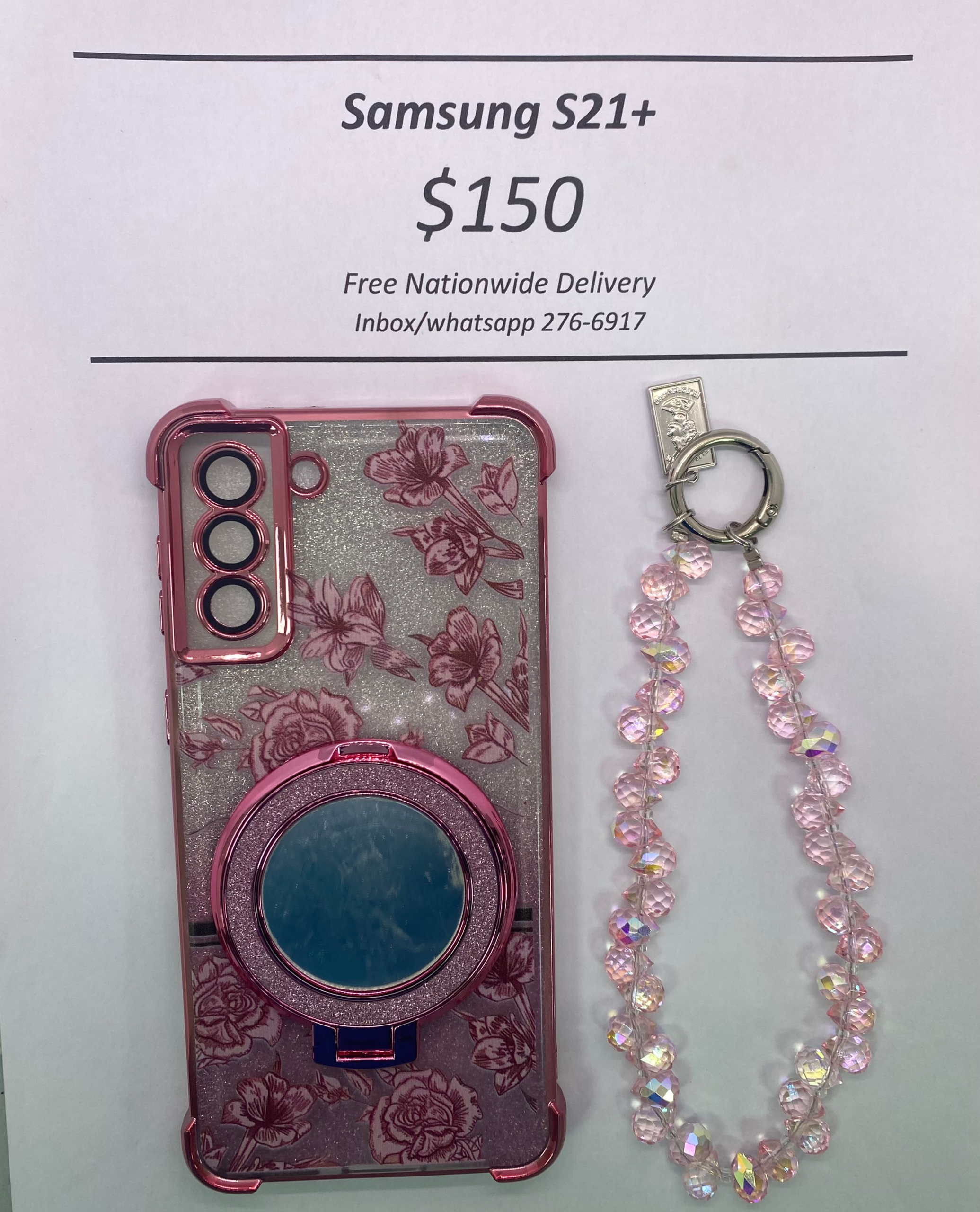 S21+ Pink Floral Glitter