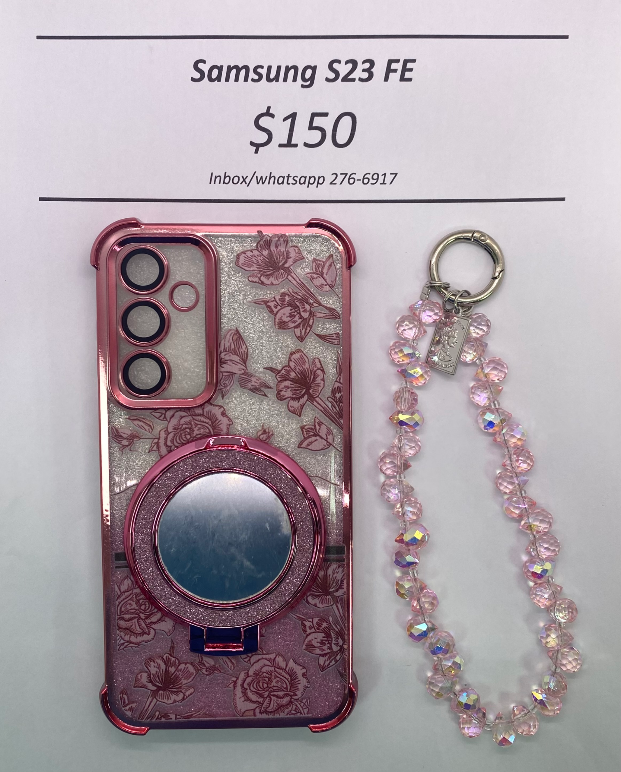 S23 FE Pink Floral Glitter