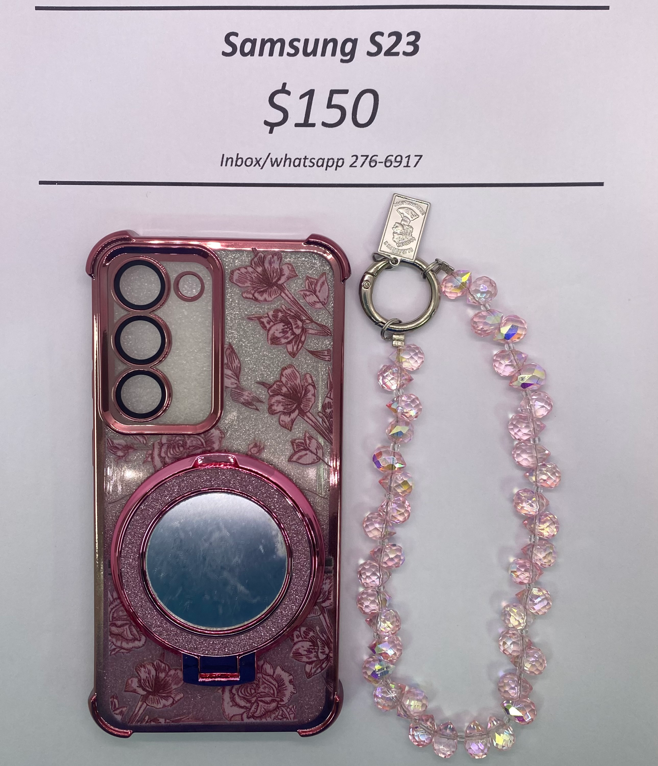 S23 Pink Floral Glitter