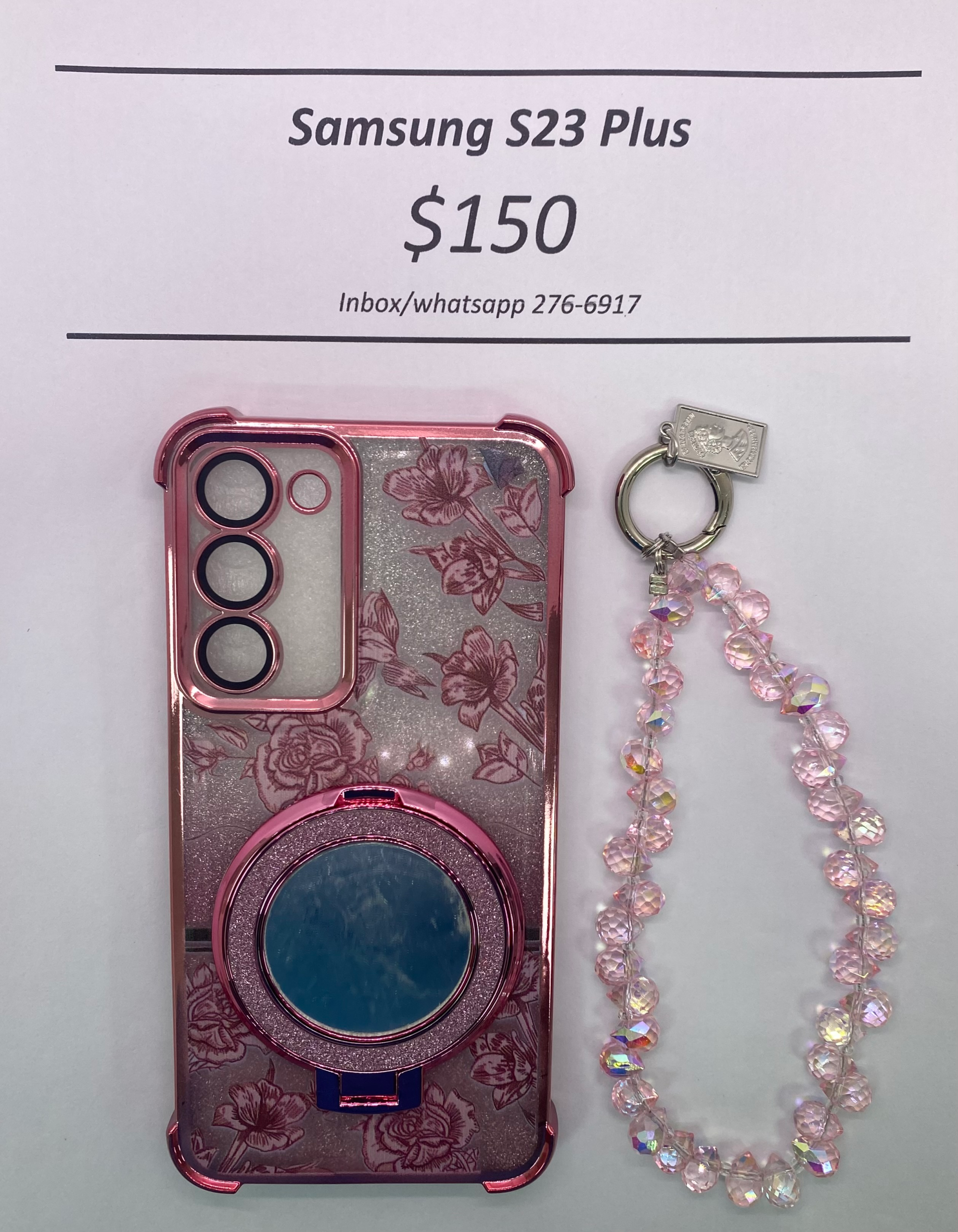 S23+ Pink Floral Glitter