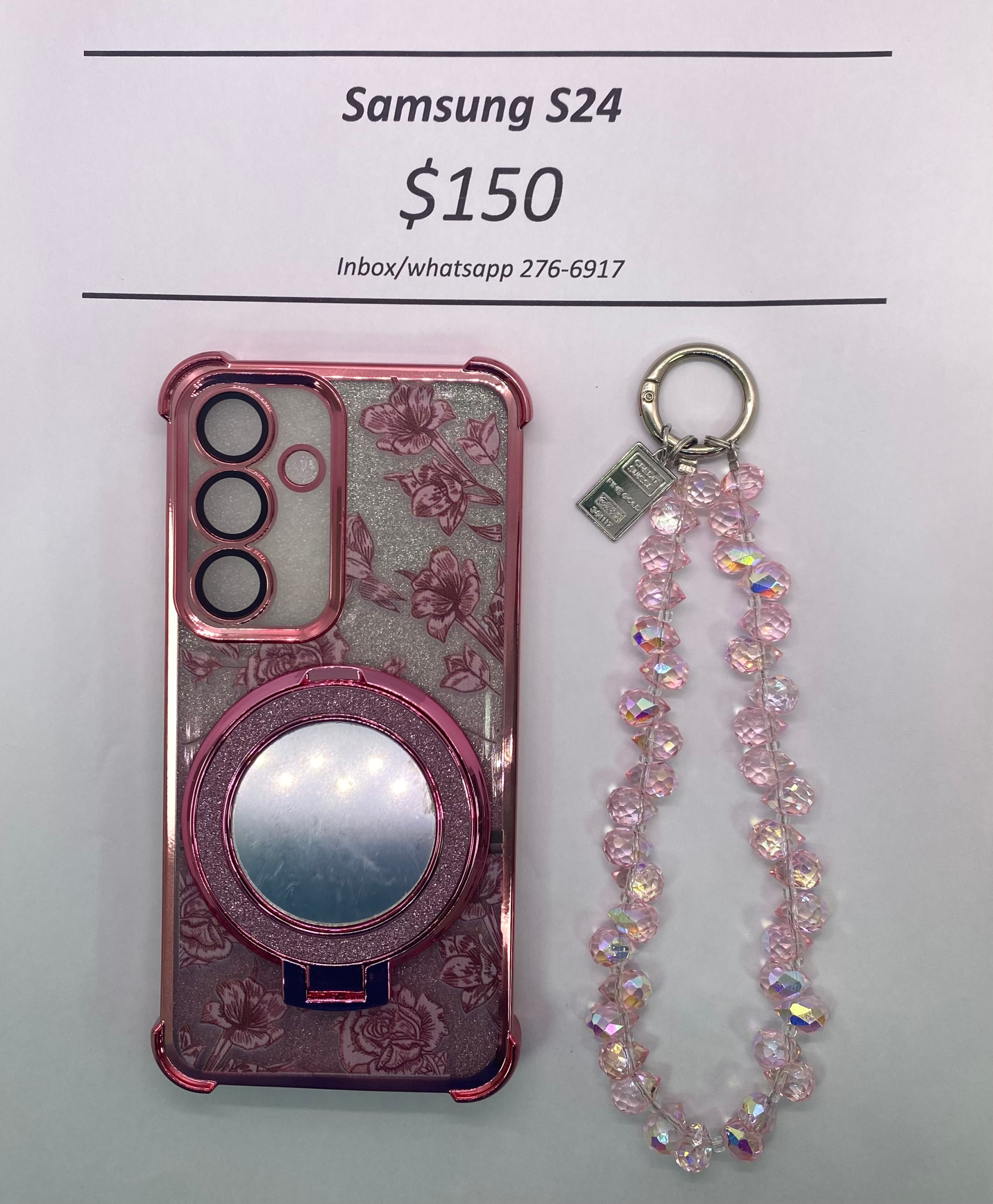 S24 Pink Floral Glitter