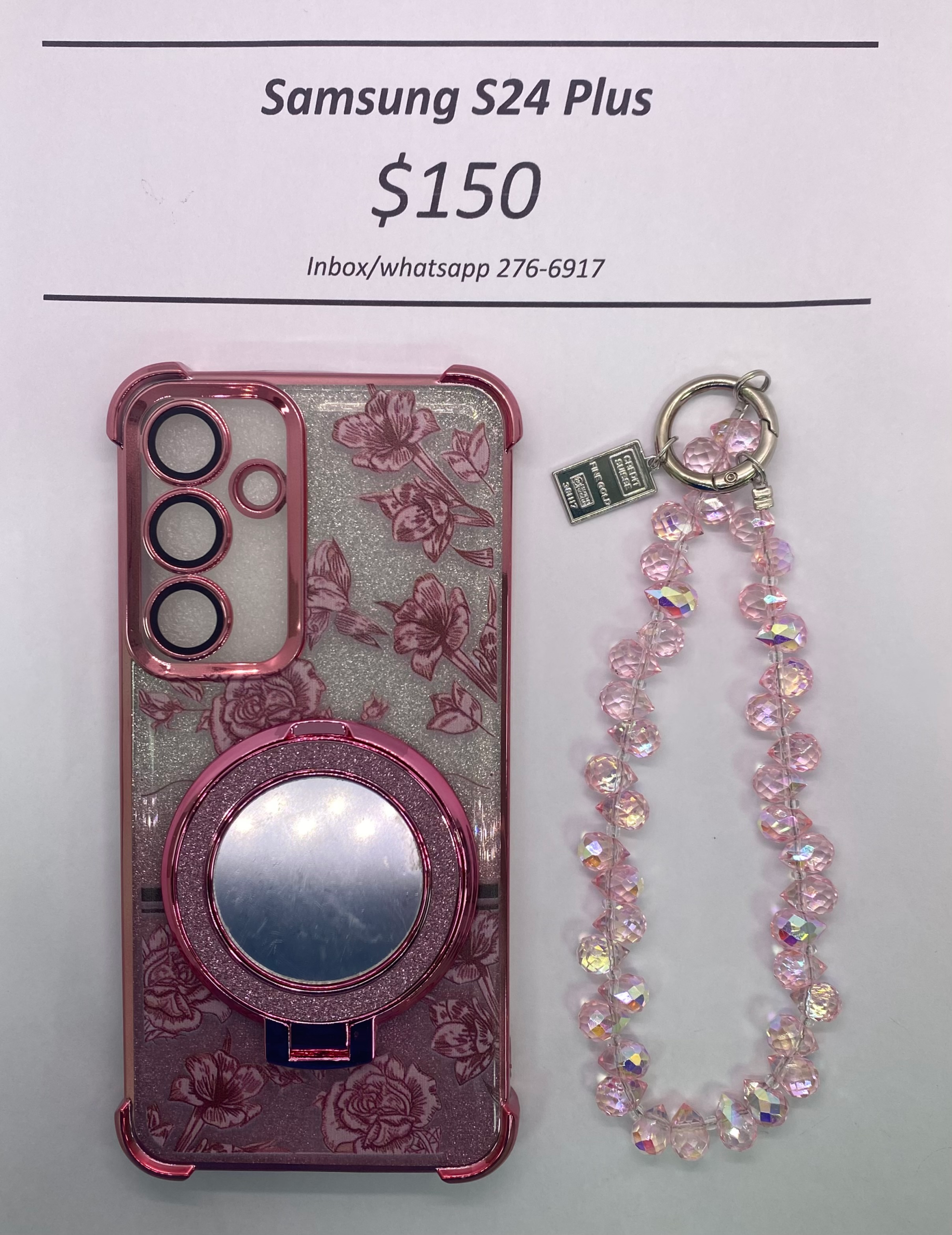 S24+ Pink Floral Glitter