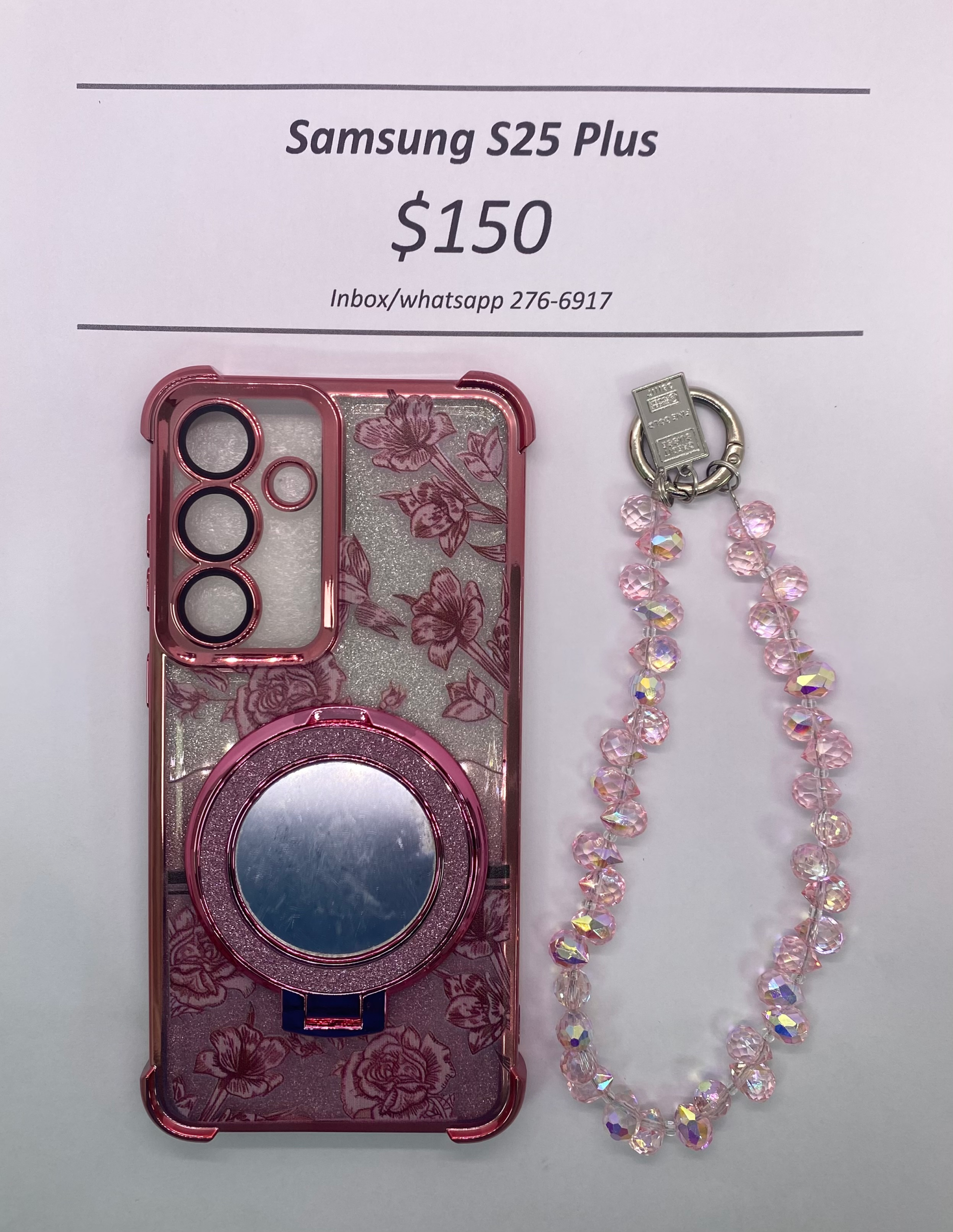 S25+ Pink Floral Glitter