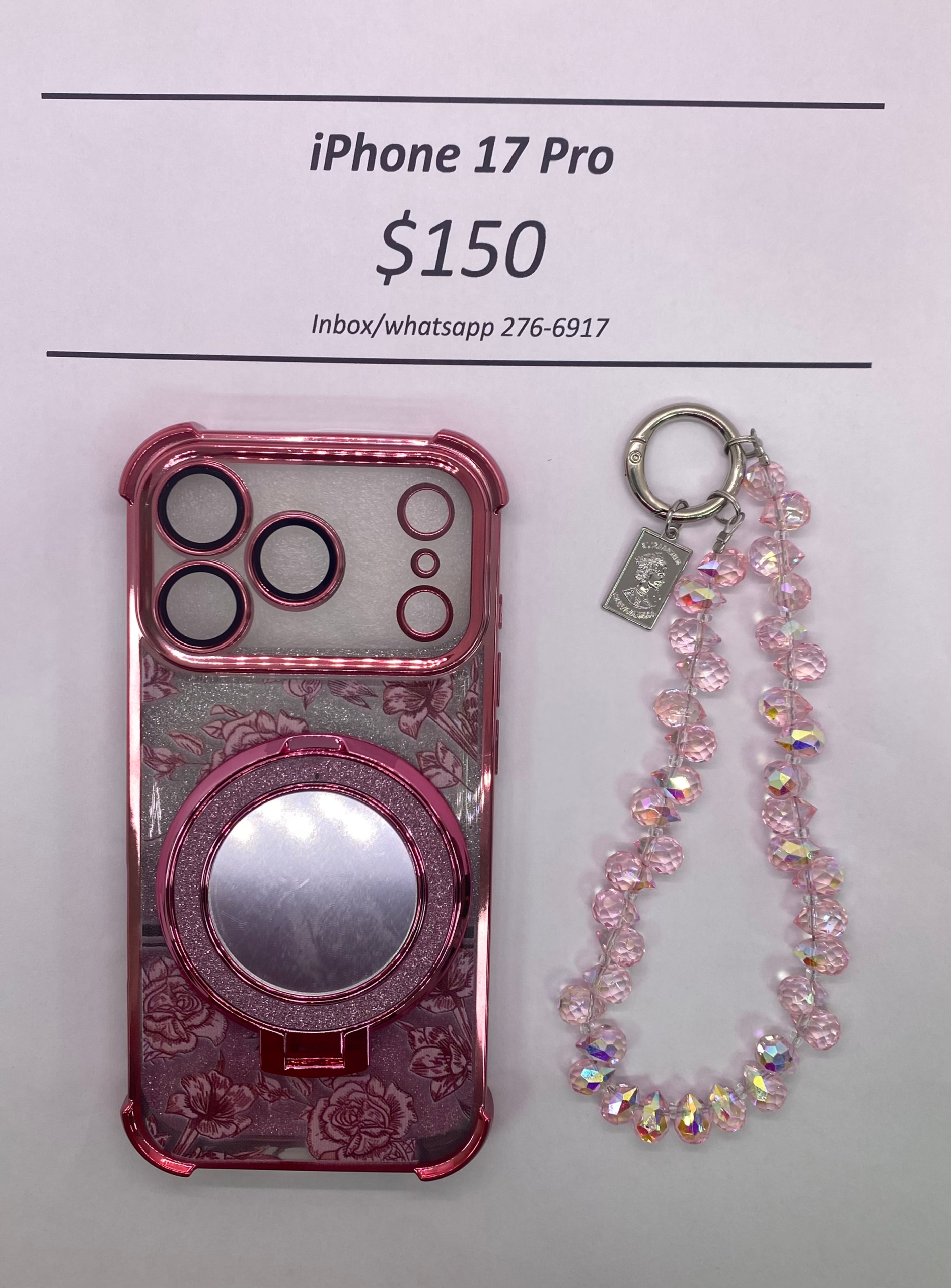 iPhone 17 Pro Pink Floral Glitter