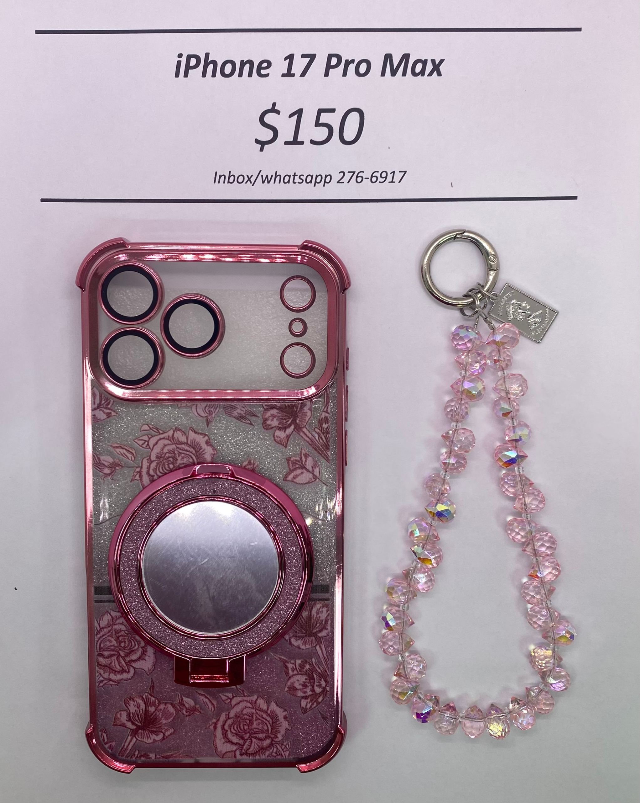 iPhone 17 Pro Max Pink Floral Glitter