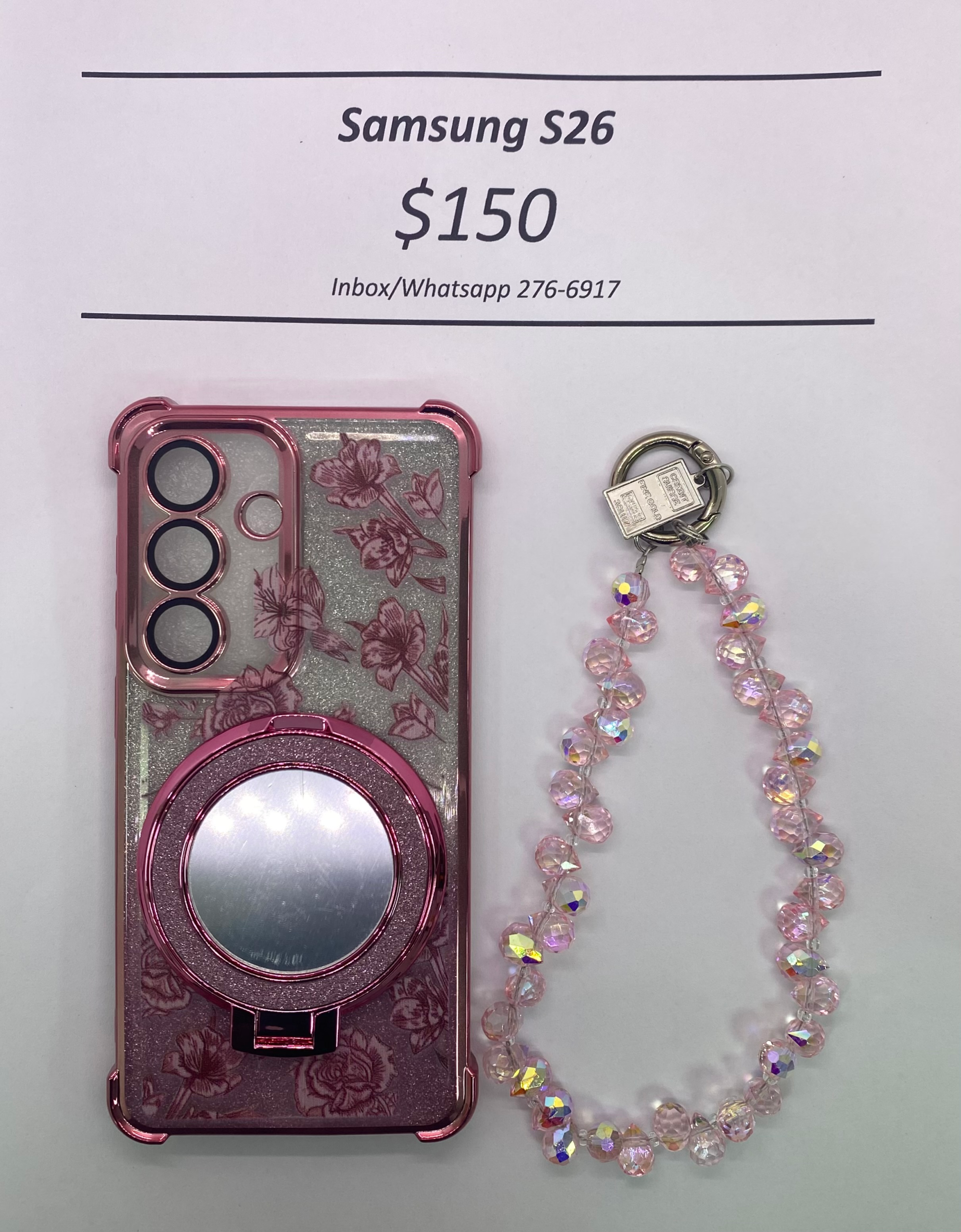 S26 Pink Floral Glitter
