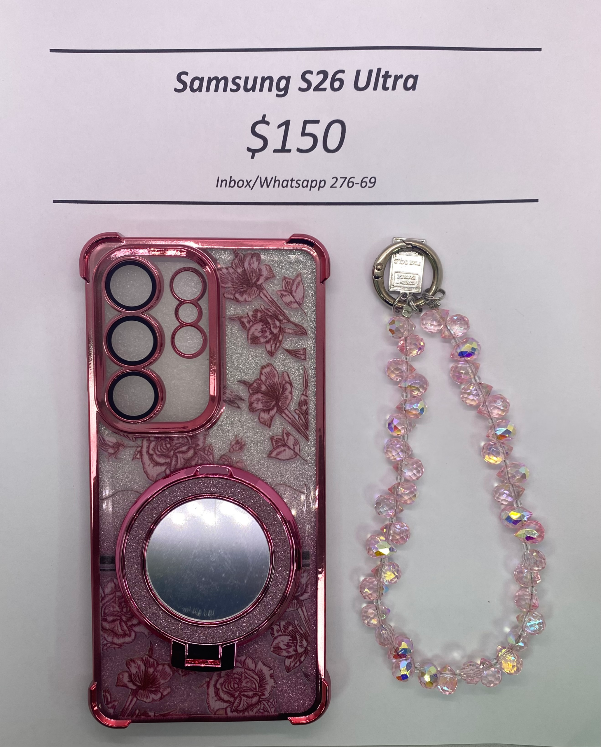 S26 Ultra Pink Floral Glitter