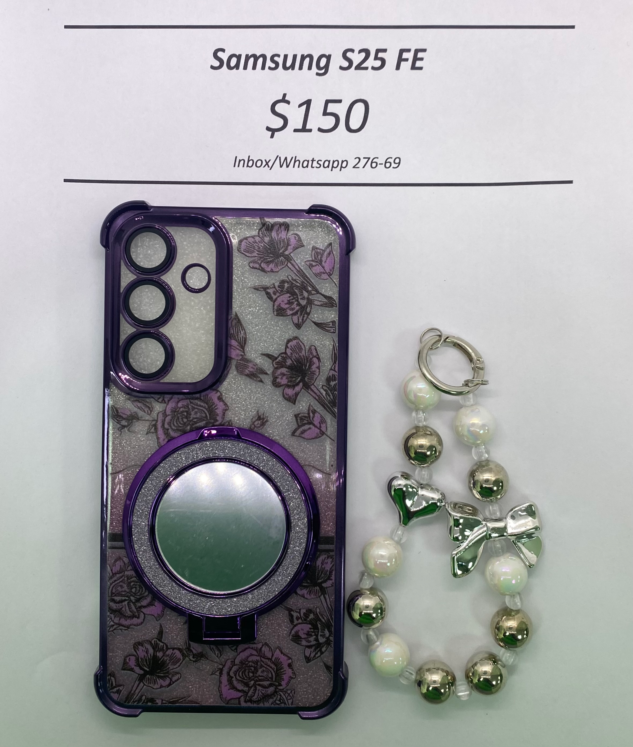S25 FE Purple Floral Glitter