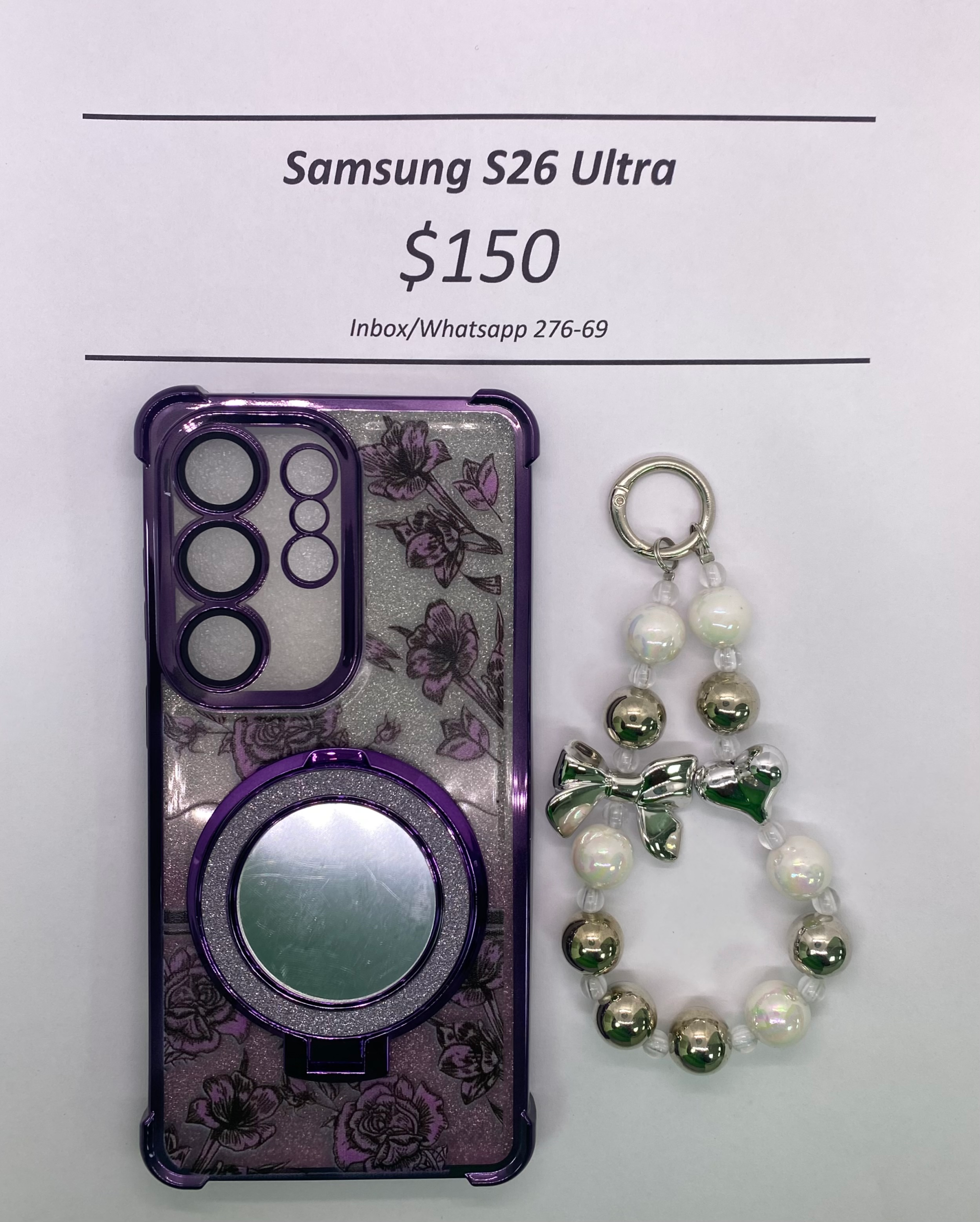 S26 Ultra Purple Floral Glitter