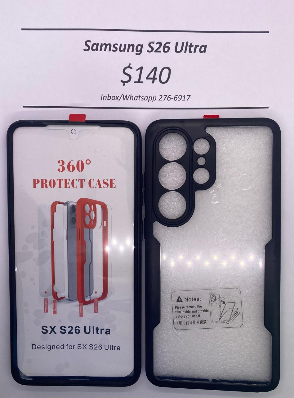 S26 Ultra Black Rugged 360 Case