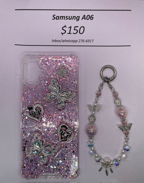 A06 Silver and Pink Butterfly with Charm