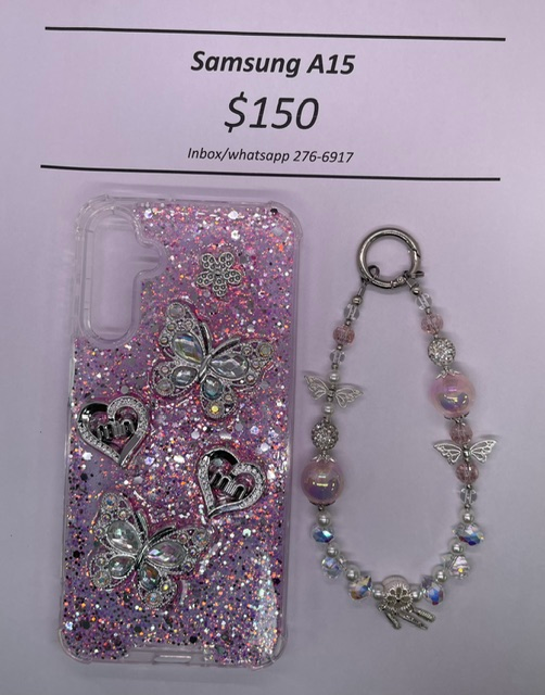 A15 Silver and Pink Butterfly with Charm