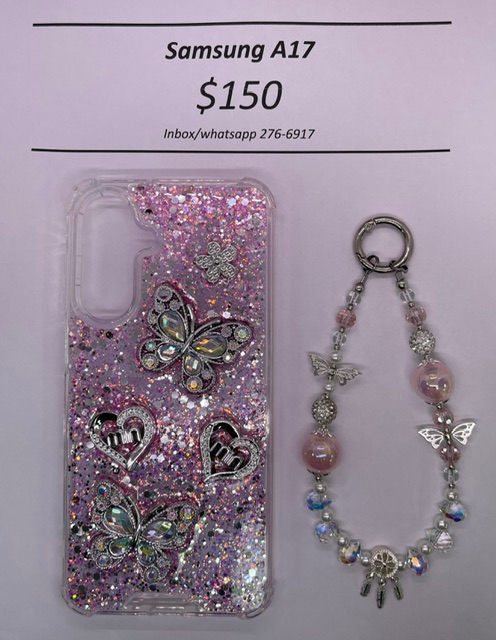 A17 Silver and Pink Butterfly with Charm