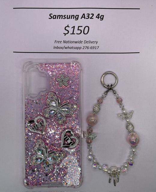 A32 4G Silver and Pink Butterfly with Charm