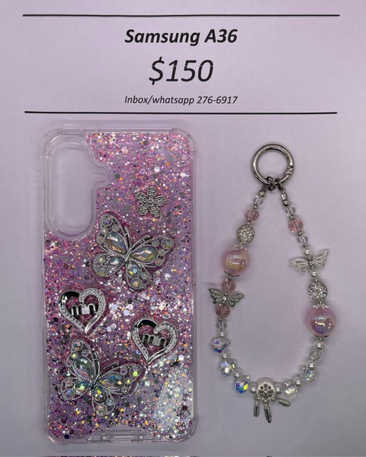 A36 Silver and Pink Butterfly with Charm
