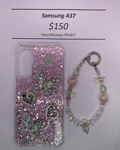 A37 Silver and Pink Butterfly with Charm