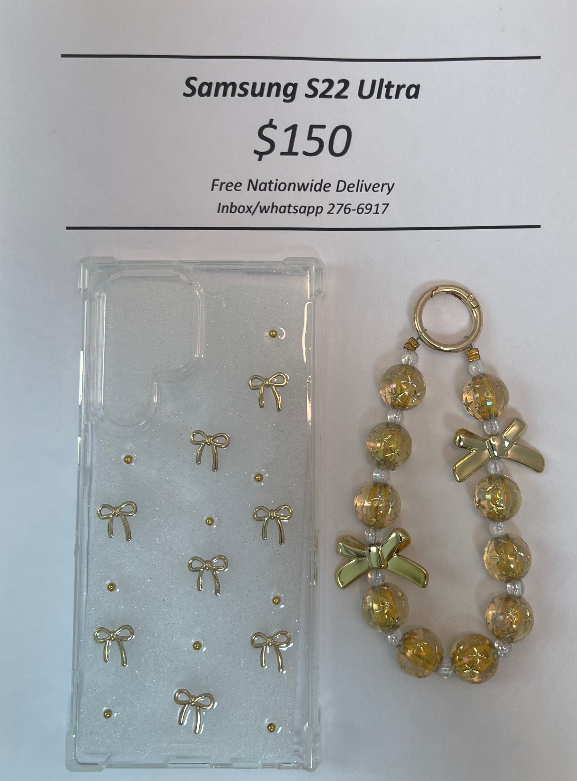 S22 Ultra Clear Gold Bow